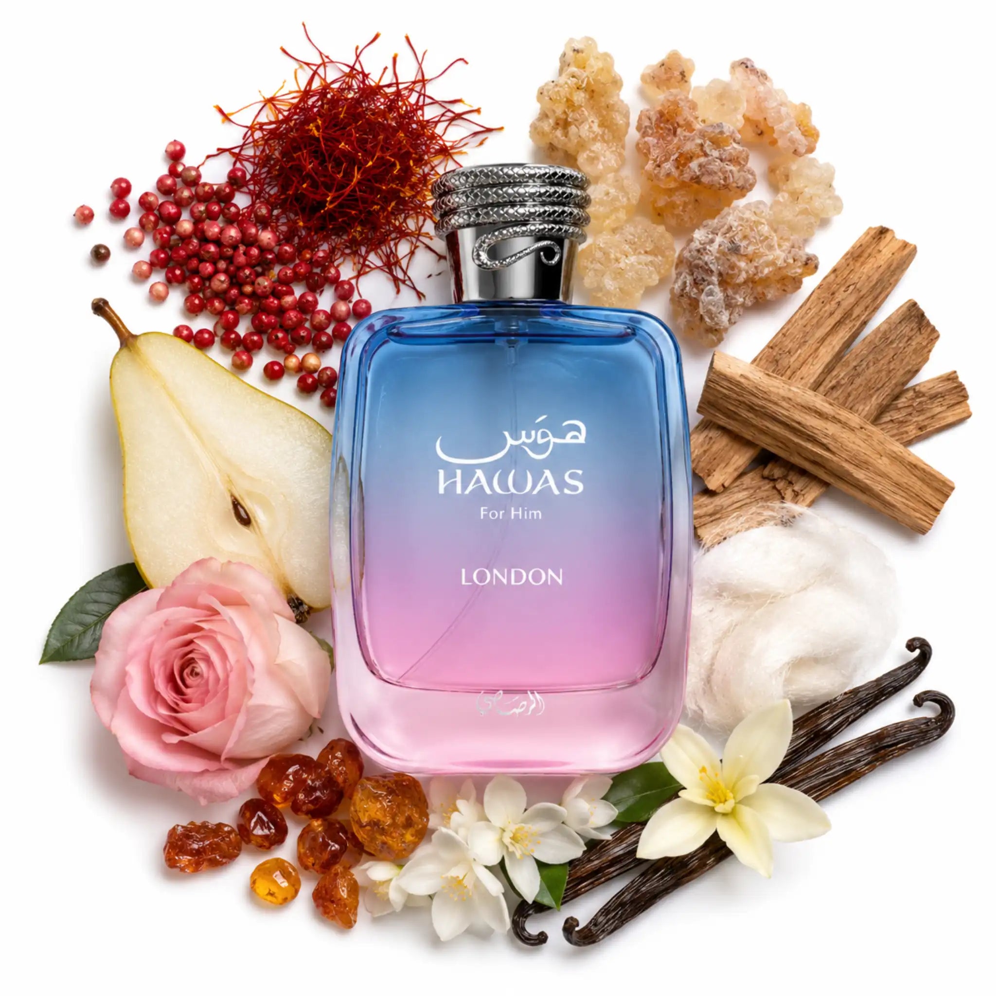Hawas London Rasasi Eau de Parfum con ingredientes