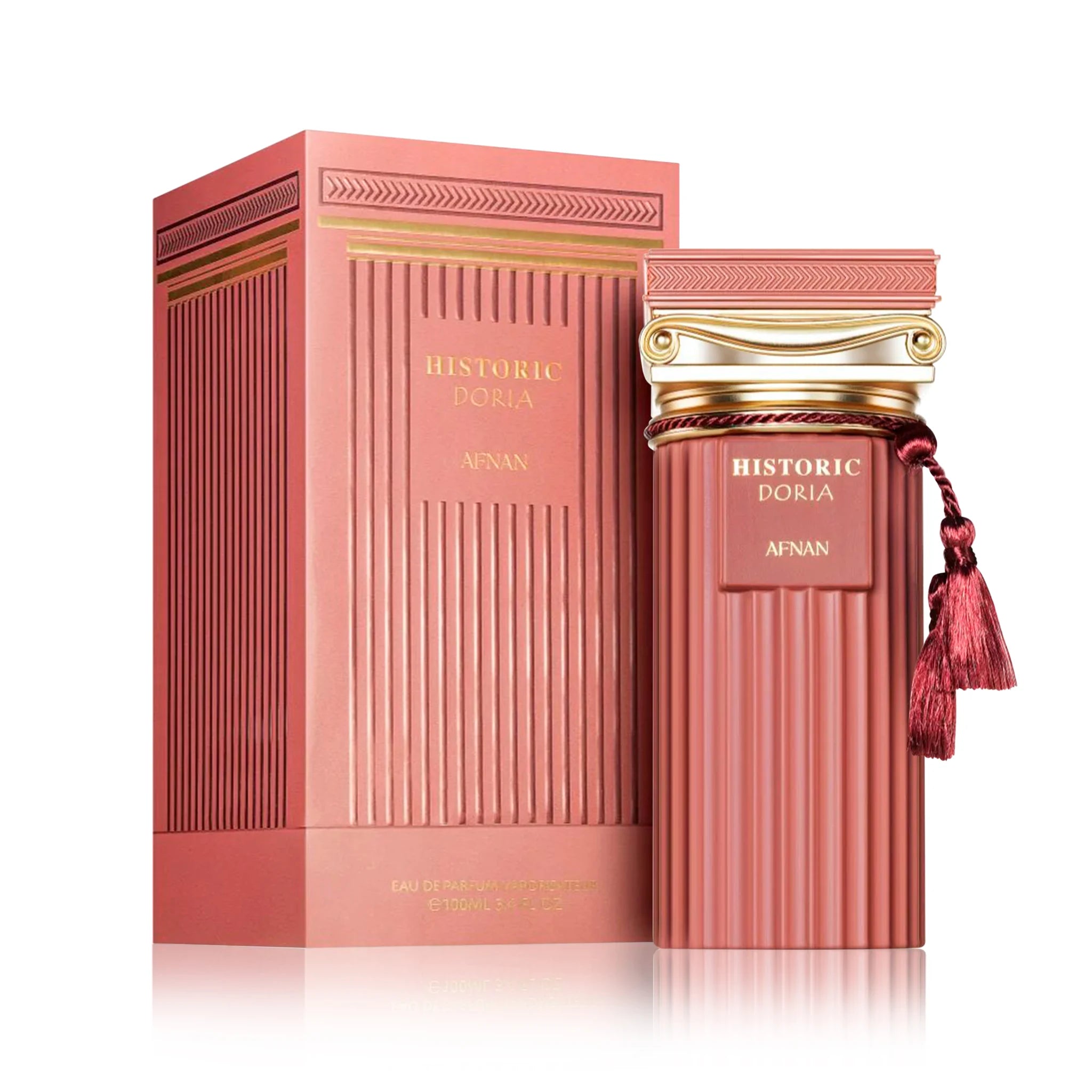 Frasco y caja del perfume Historic Doria Afnan Eau de Parfum Unisex