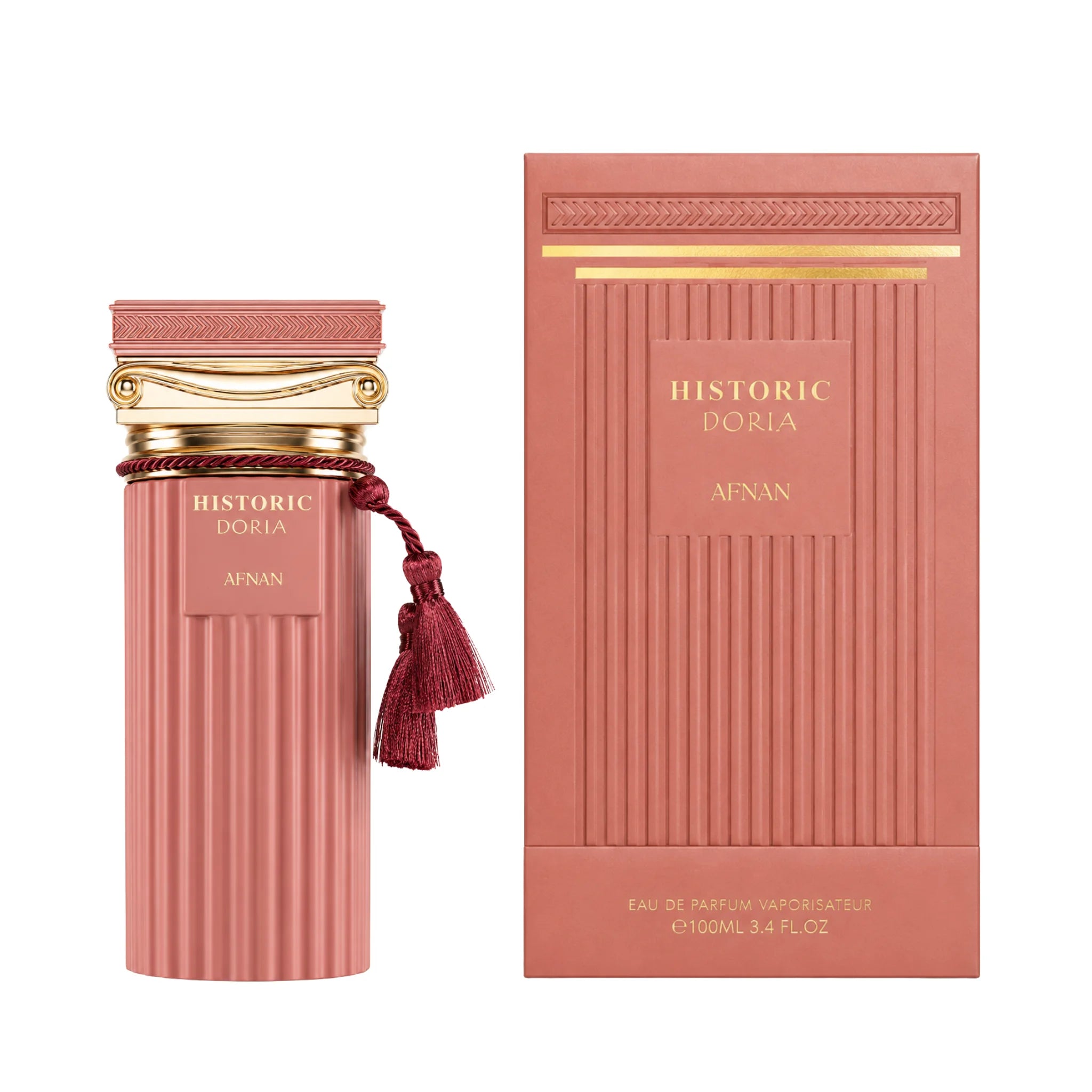 Frasco y caja del perfume Historic Doria Afnan Eau de Parfum Unisex