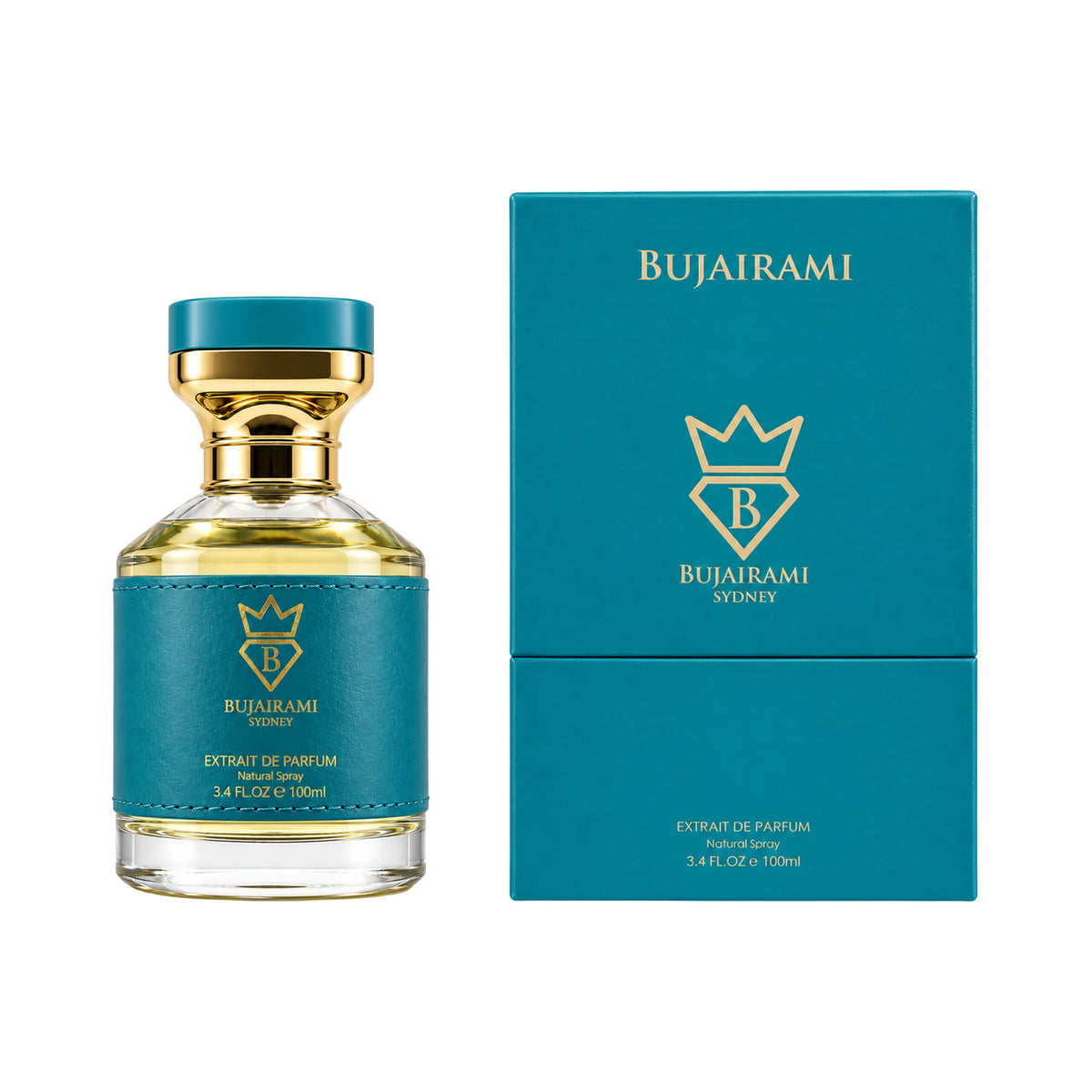 Caja y botella de Houdini Bujairami Extrait de Parfum