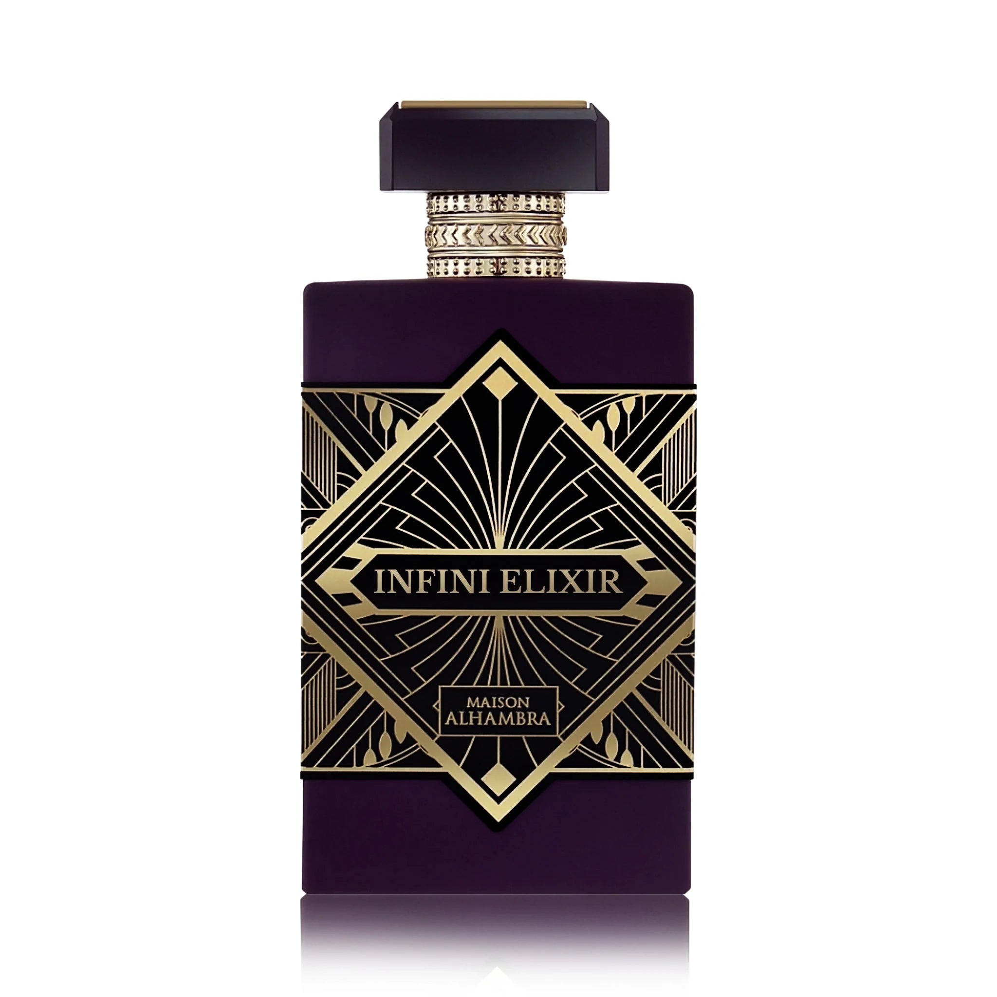 Foto frontal del Infini Elixir Maison Alhambra Eau de Parfum Para Mujer fondo blanco