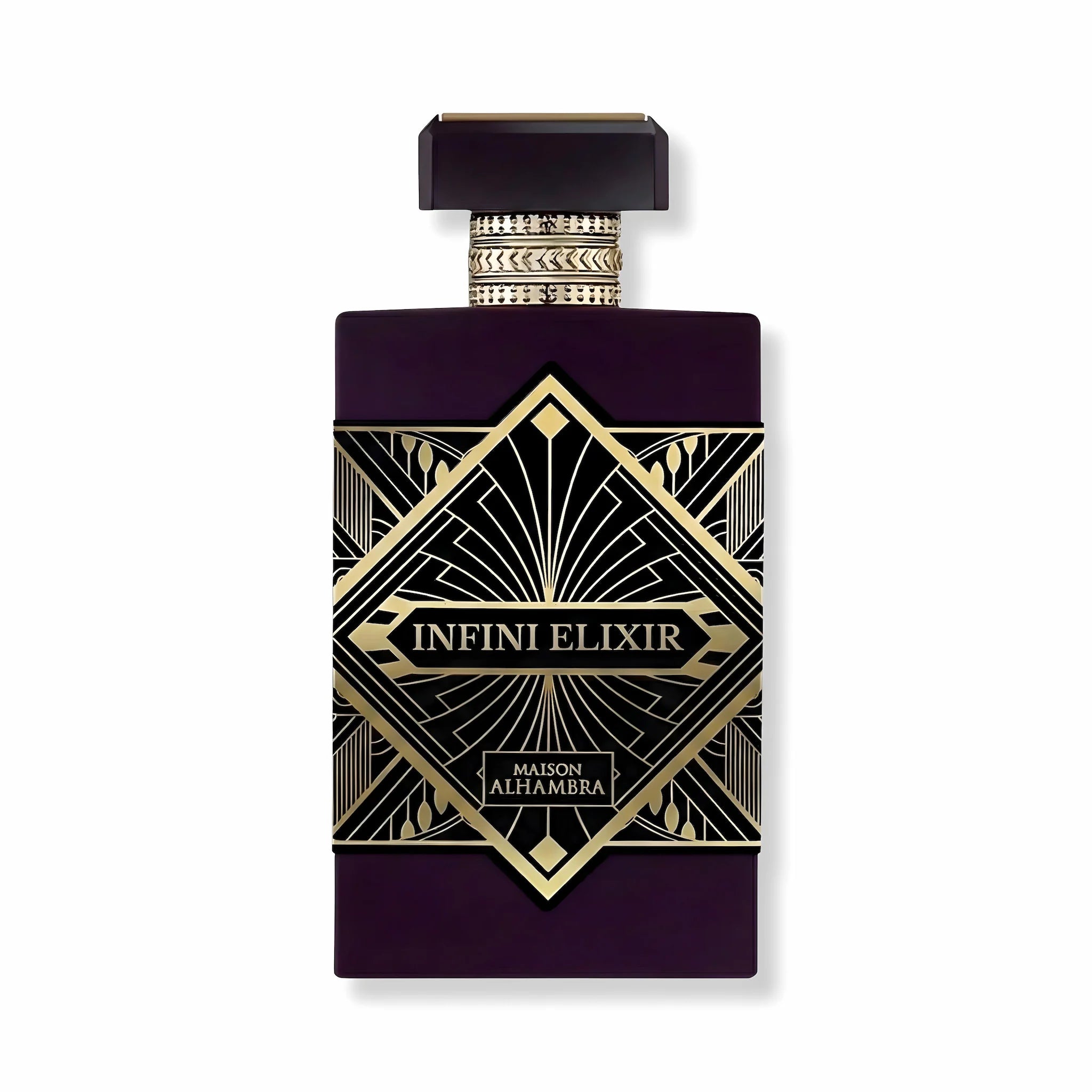 Foto frontal del Infini Elixir Maison Alhambra Eau de Parfum Para Mujer fondo blanco