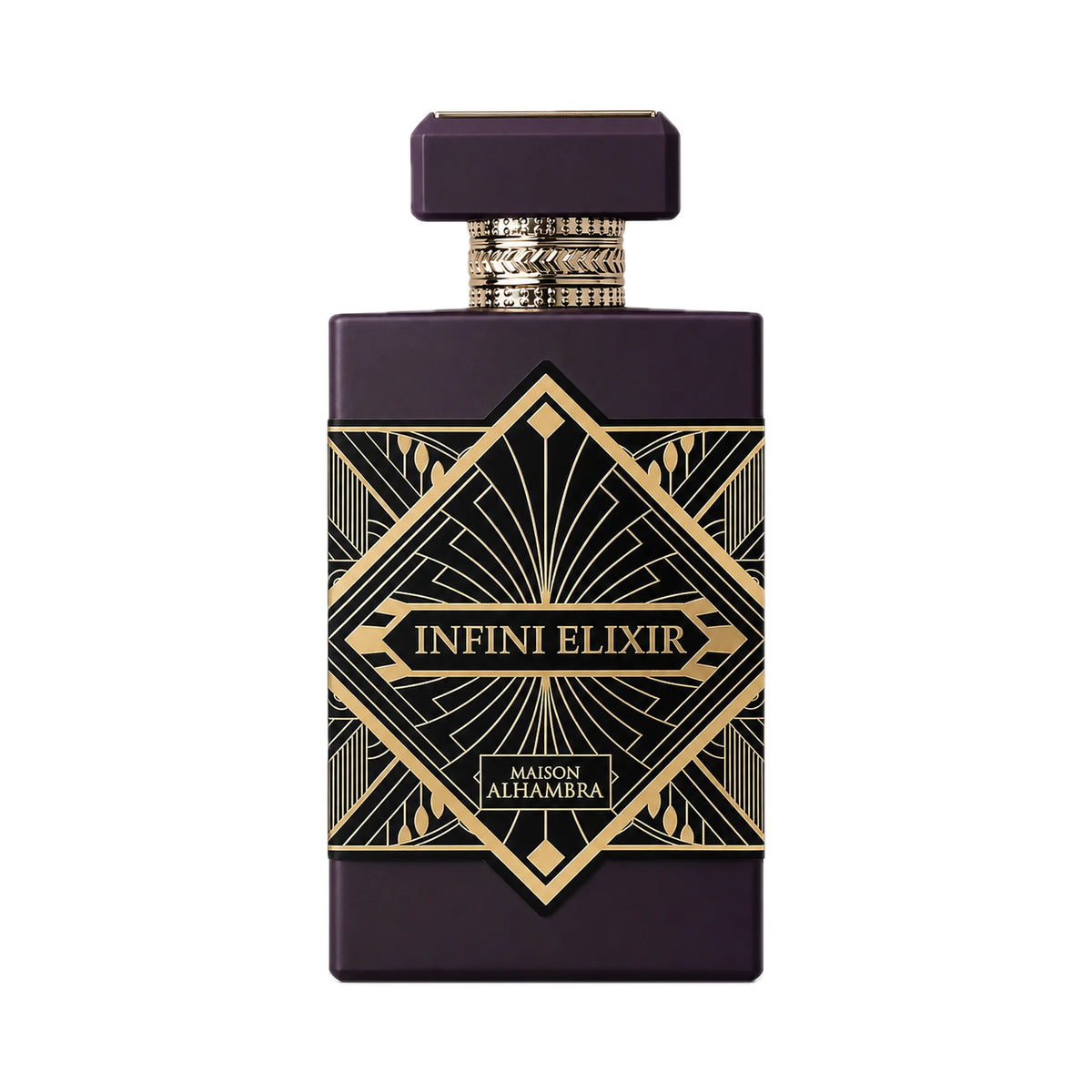 Foto frontal del Infini Elixir Maison Alhambra Eau de Parfum Para Mujer fondo blanco