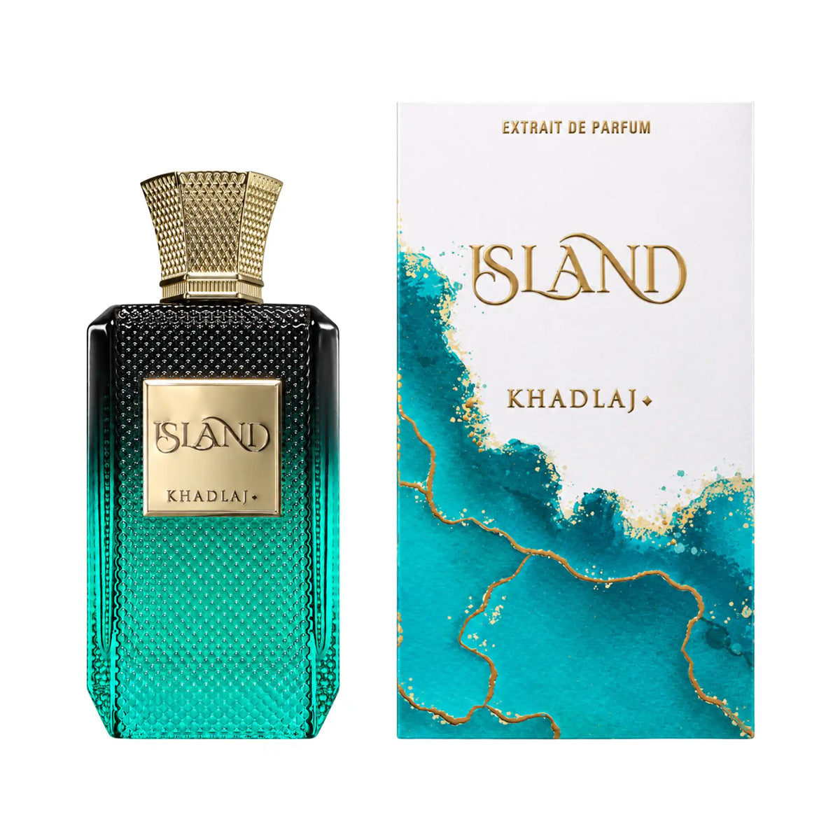 Caja y botella de Island Khadlaj Eau de Parfum