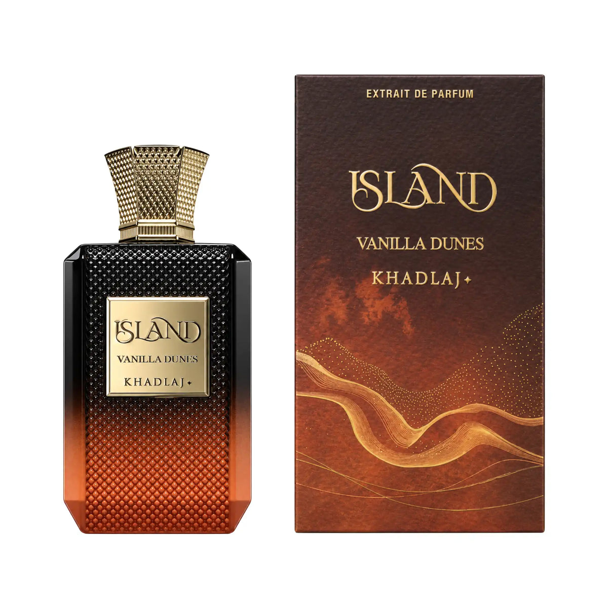 Caja y perfume de Island Vanilla Dunes Khadlaj Extrait de Parfum
