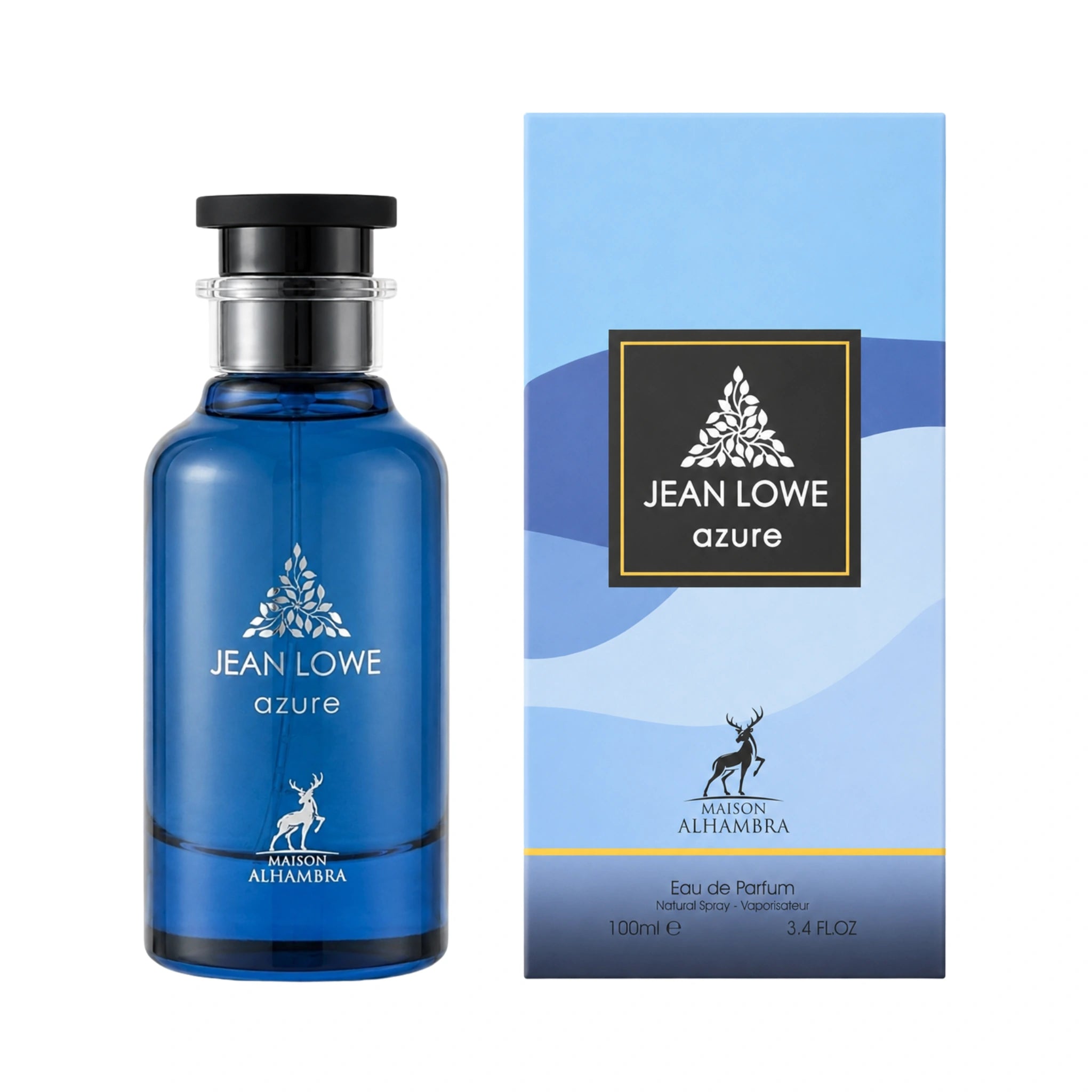 Caja y botella de Jean Lowe Azure Maison Alhambra Eau de Parfum