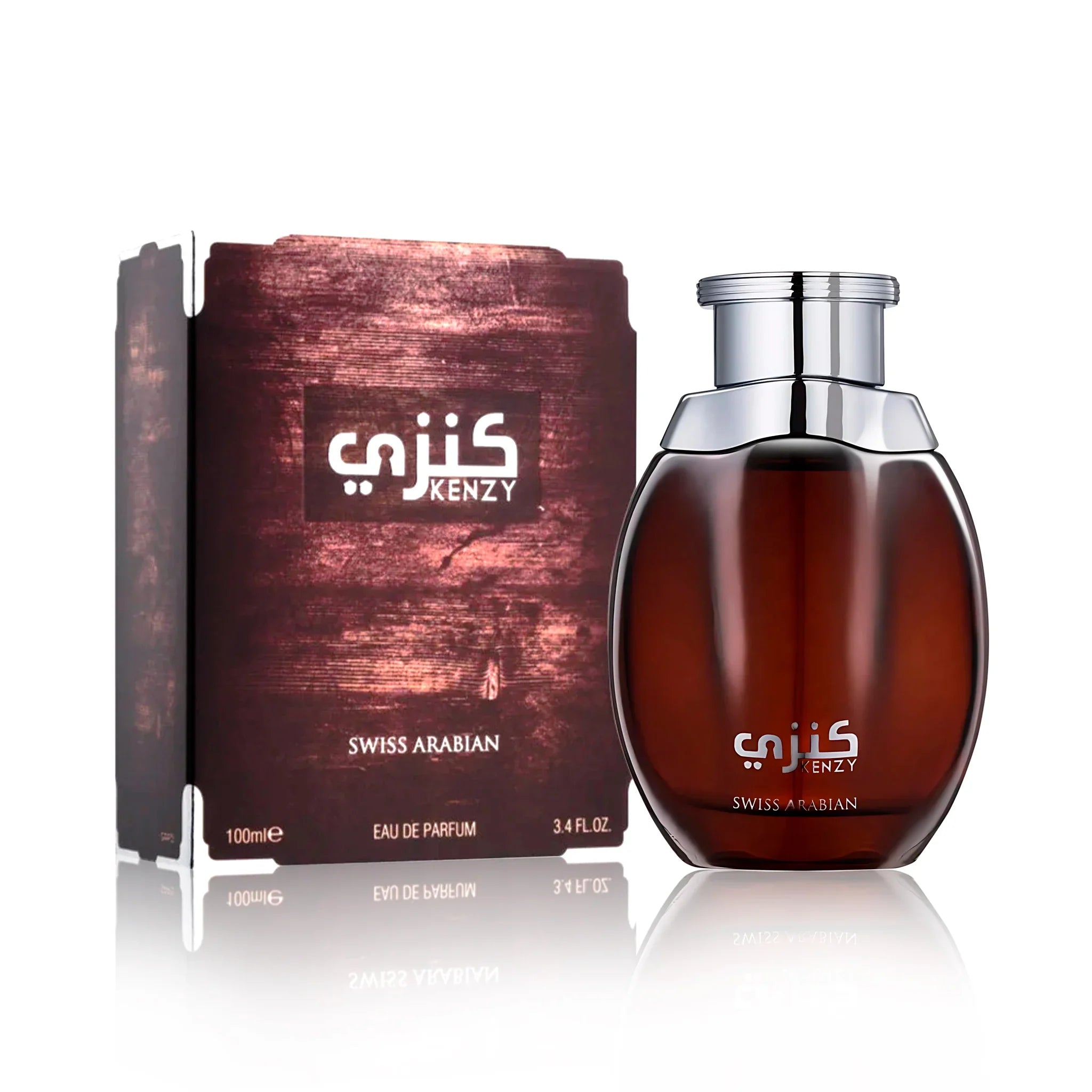 Frontal del Kenzy Swiss Arabian Eau de Parfum Unisex con su caja
