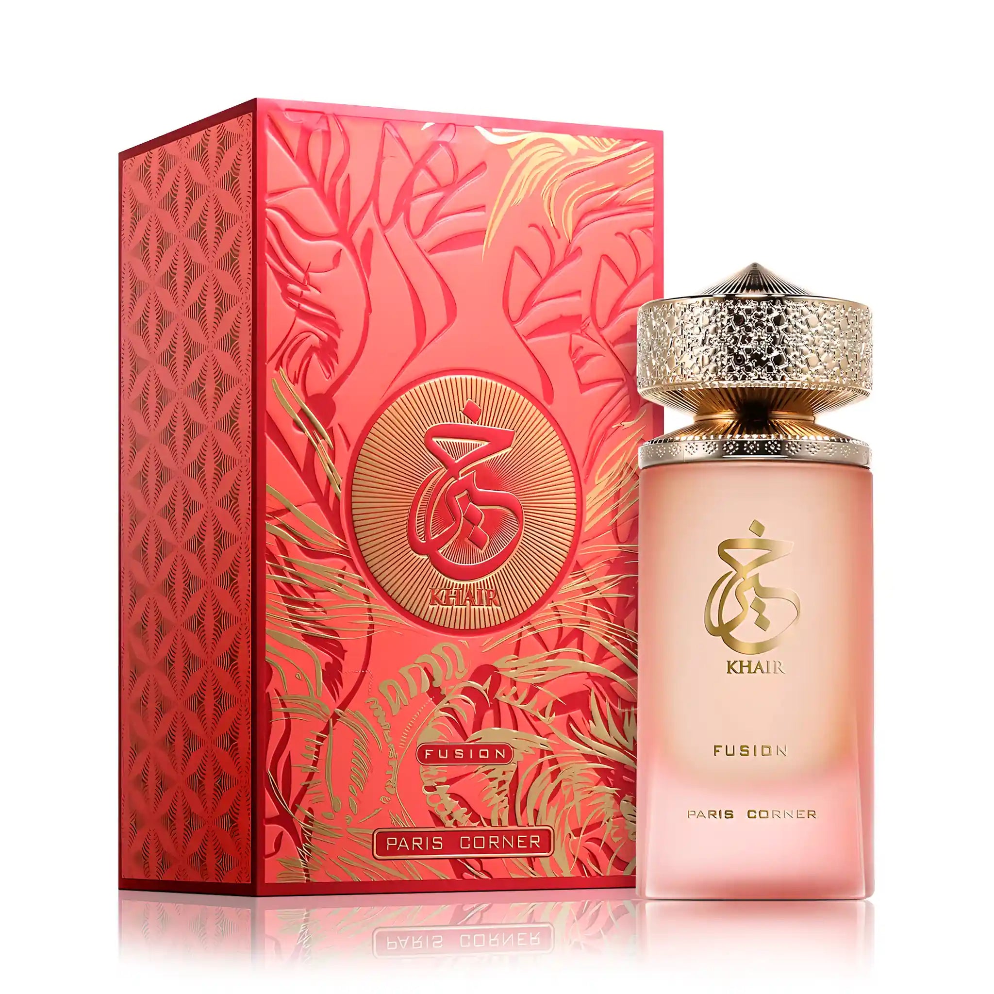 Frasco y caja de Khair Fusion Paris Corner Eau de Parfum Para Mujer