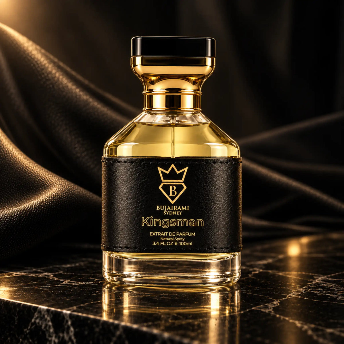 Kingsman Bujairami Extrait de Parfum con fondo creativo