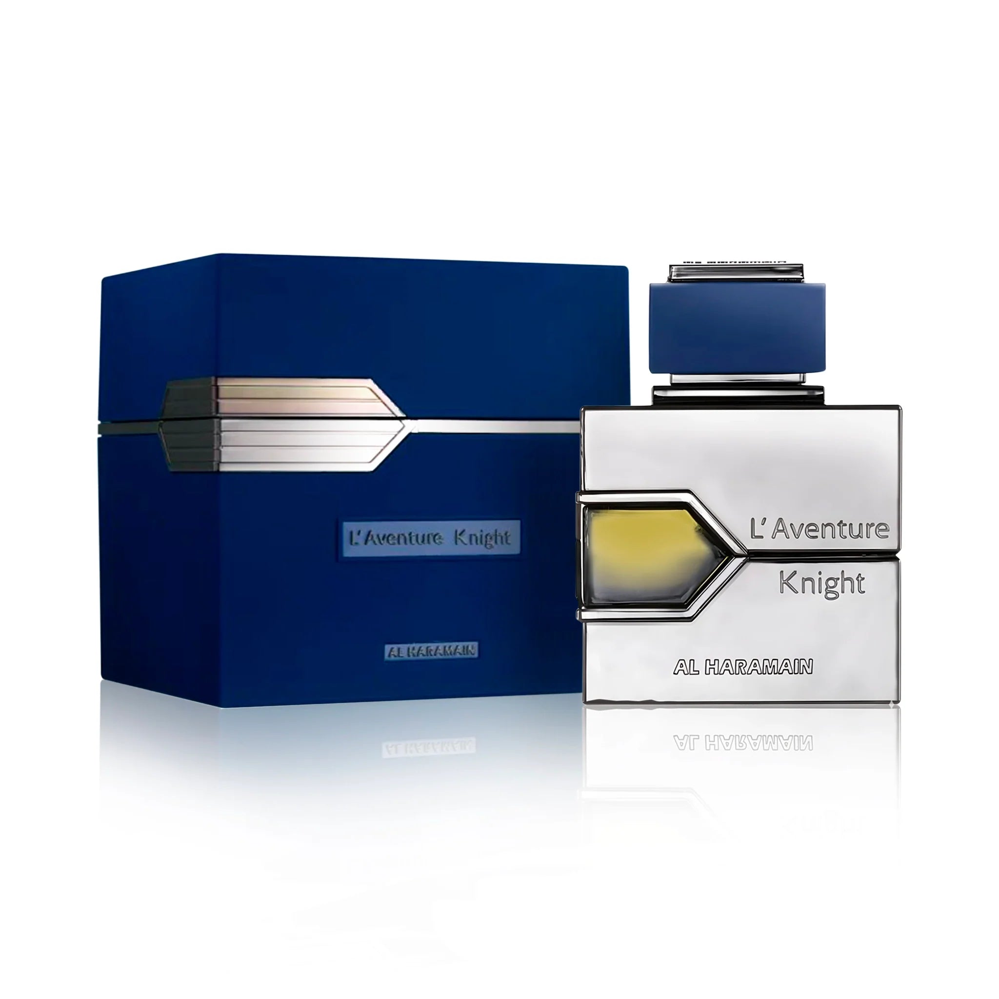 Frontal L Aventure Knight Al Haramain Eau de Parfum Para Hombre con su caja