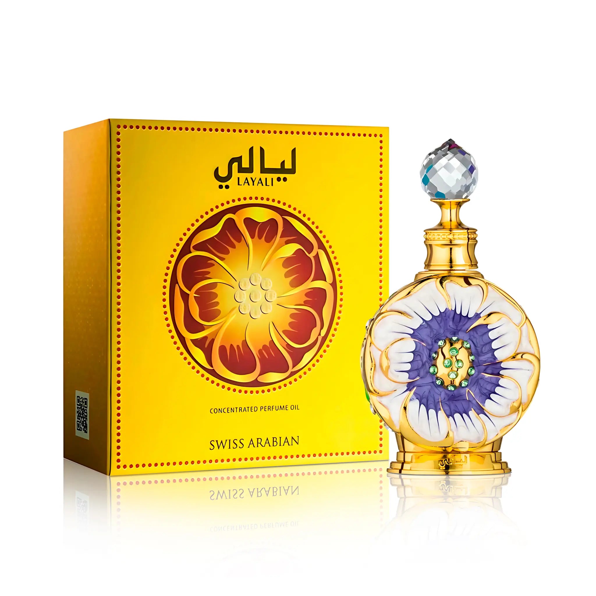 Frasco y caja de Layali Swiss Arabian Eau de Parfum Para Mujer
