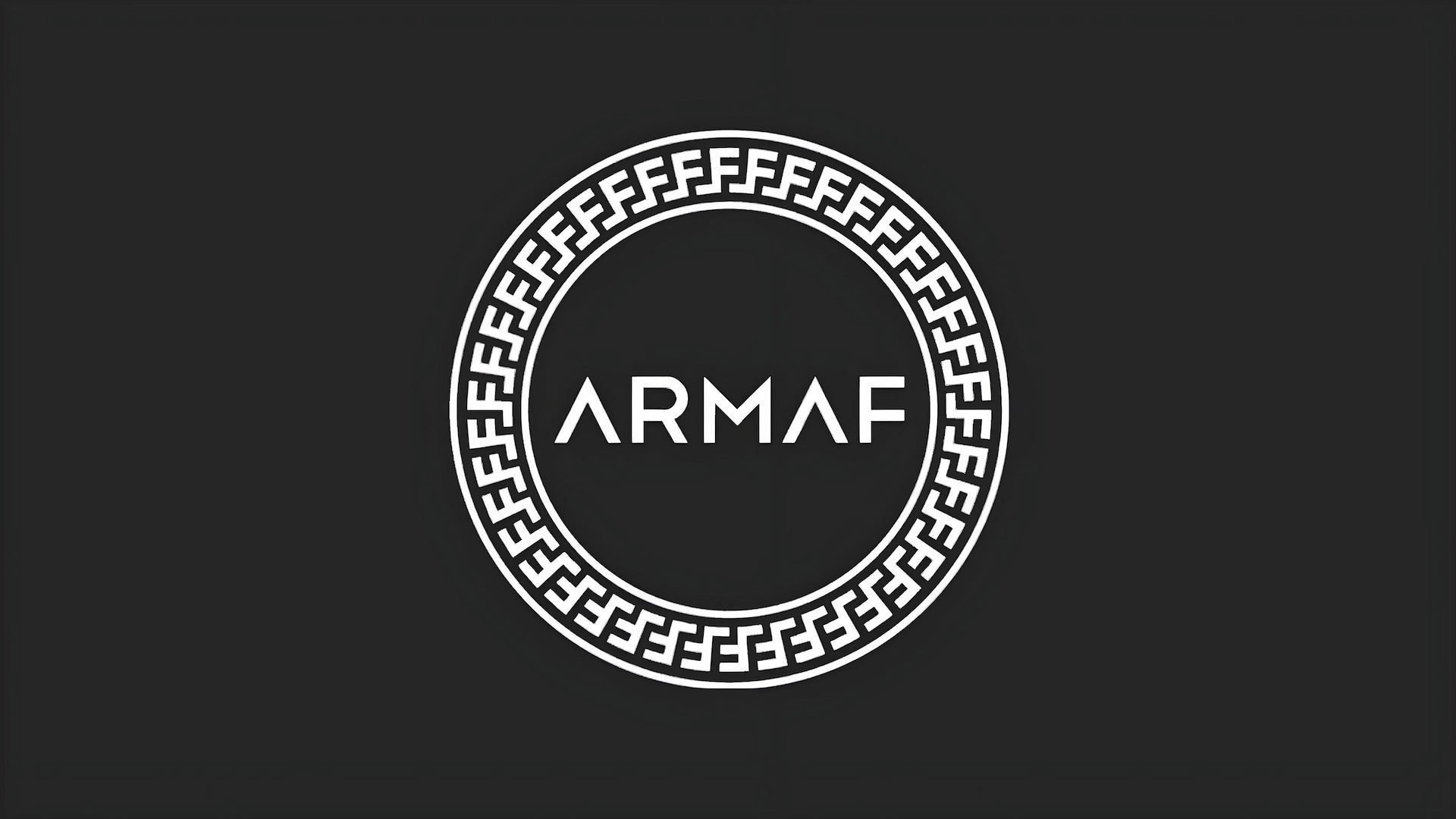 Logotipo blanco armaf con fondo negro