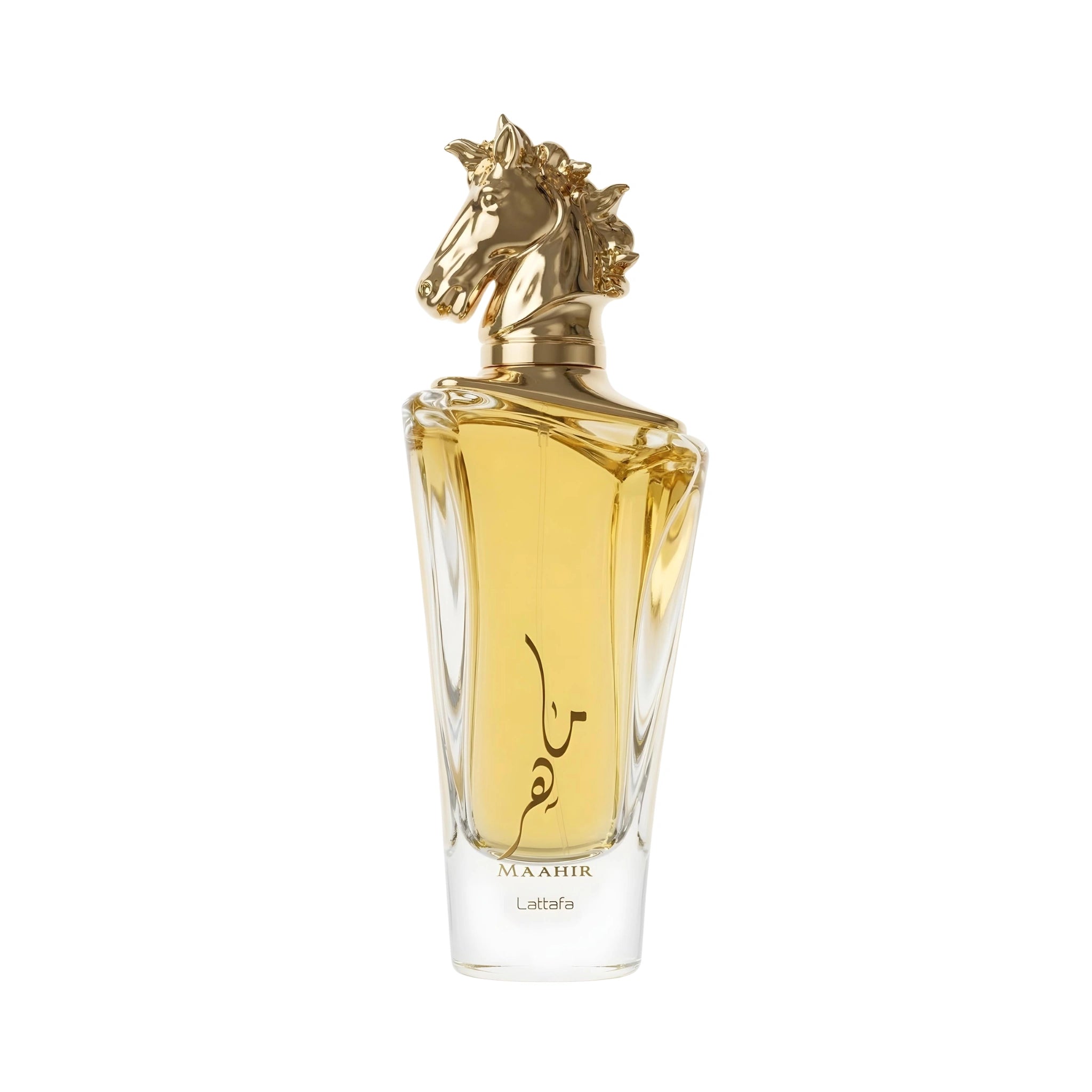 Foto frontal de Maahir Lattafa Eau de Parfum Unisex con fondo blanco