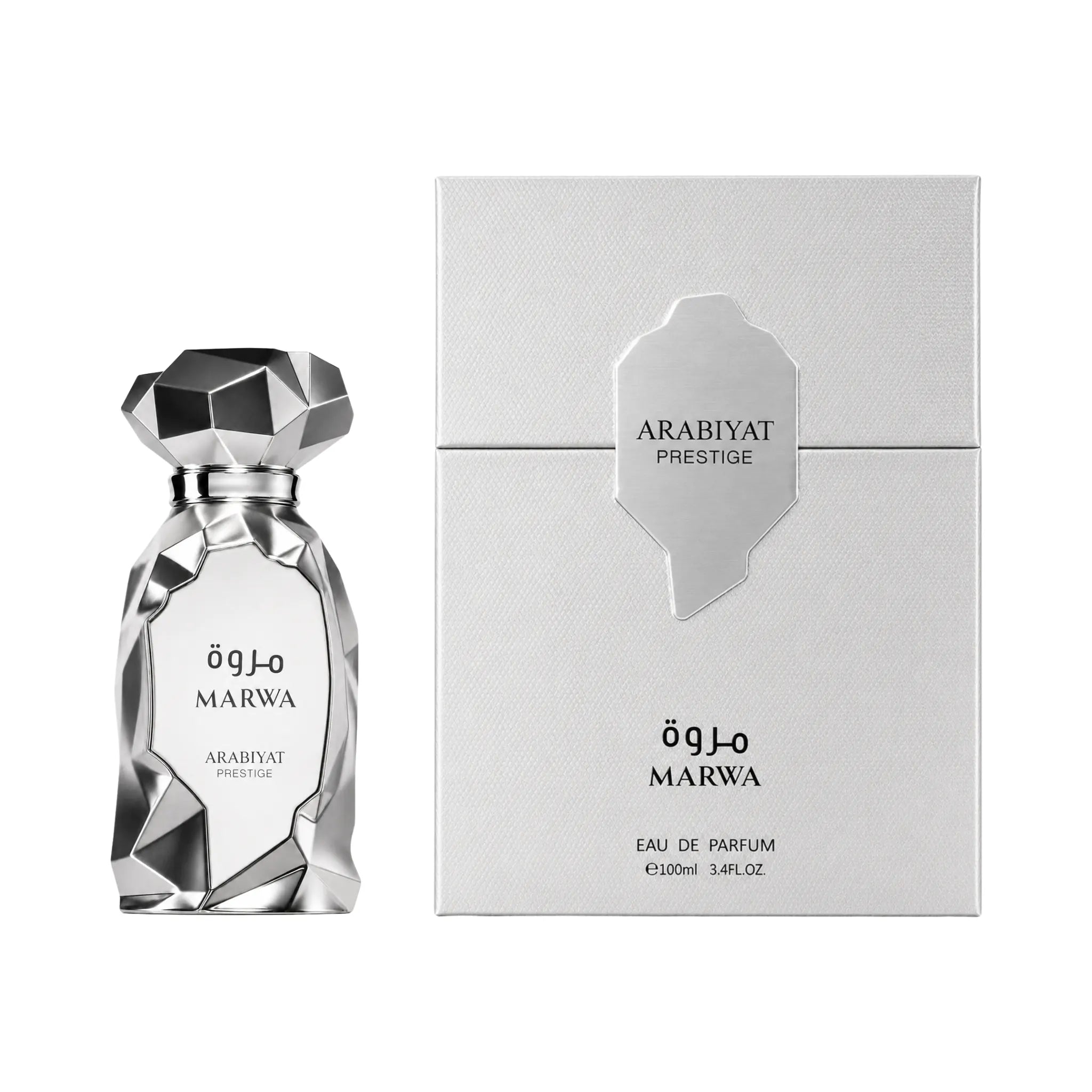Caja y botella de Marwa Arabiyat Prestige Eau de Parfum