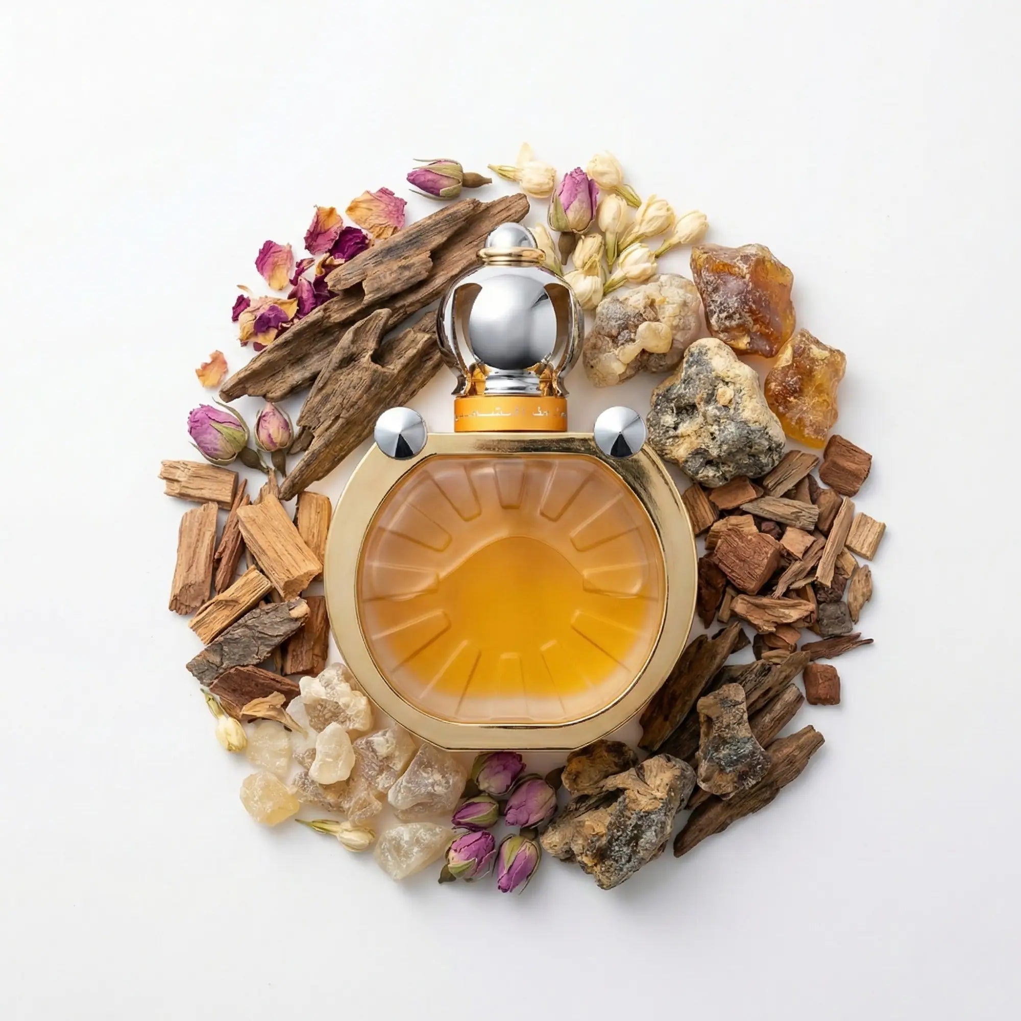 Mukhallat_Shams_Ajmal_Eau_de_Parfum_Unisex_Fondo_Blanco_Madera_Ambar_Amendradas_Almizcle