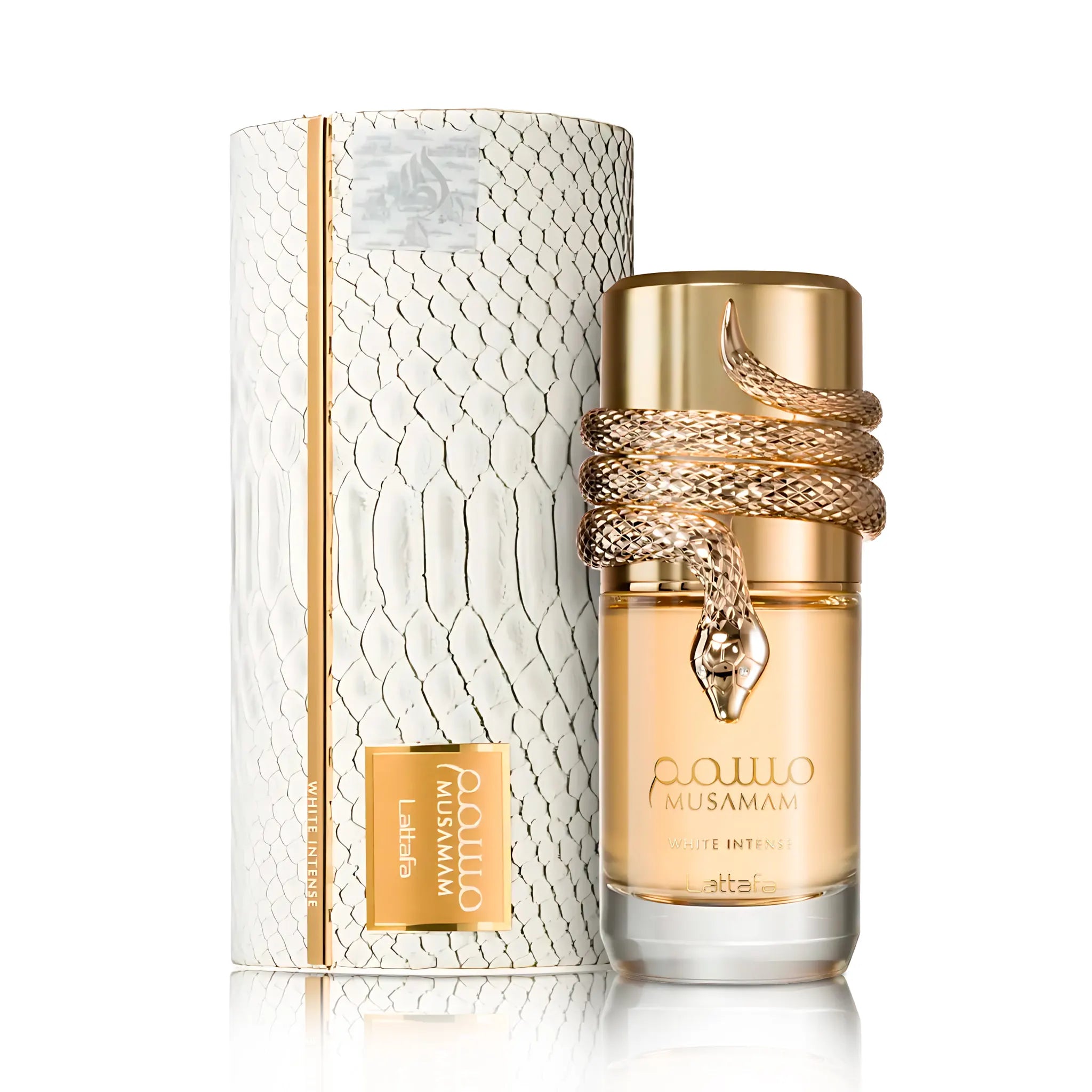Frasco y caja de Musamam White Intense Lattafa Eau de Parfum Unisex