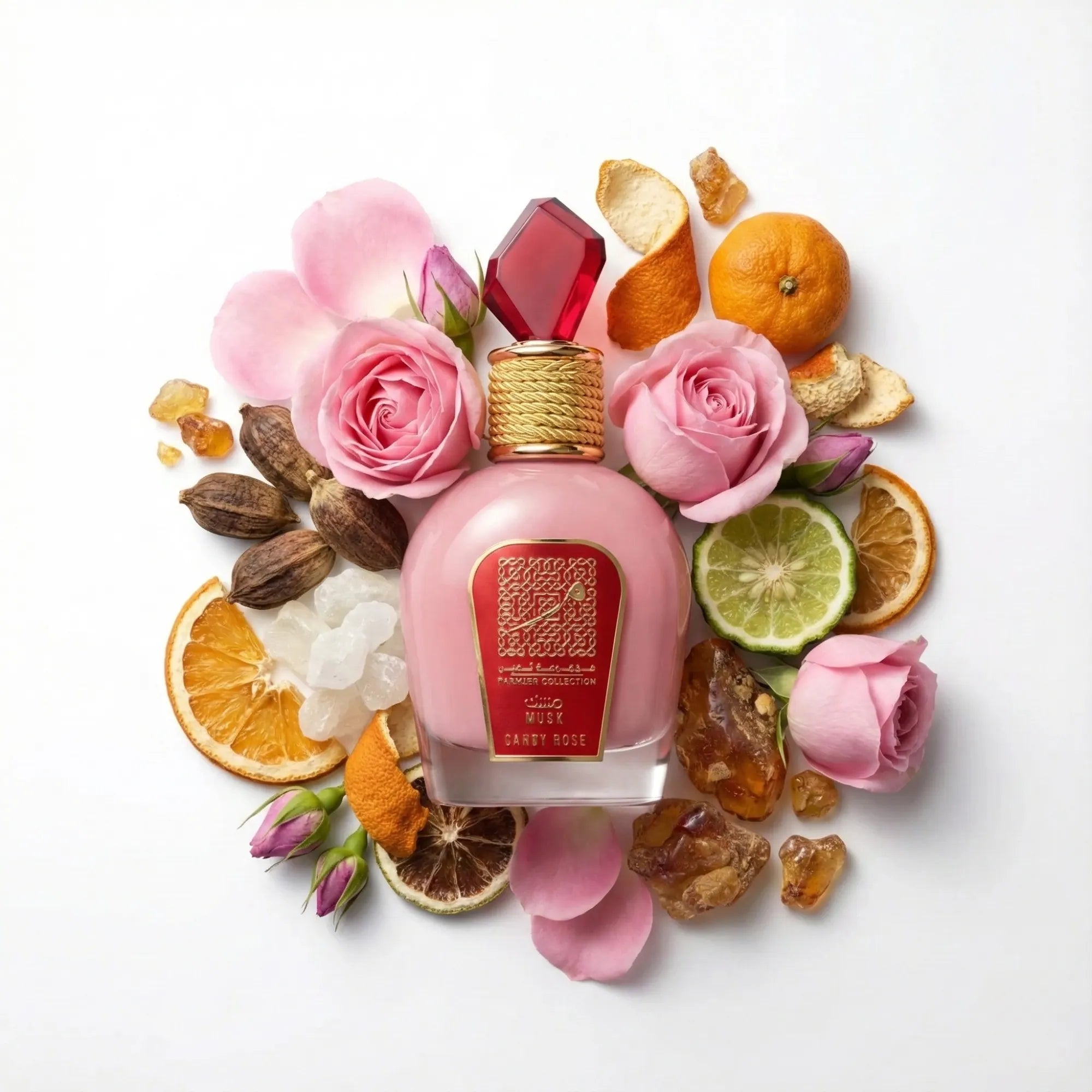 Musk_Candy_Rose_Lattafa_Eau_de_Parfum_Para_Mujer_Fondo_Blanco_Almizcle_Rosa