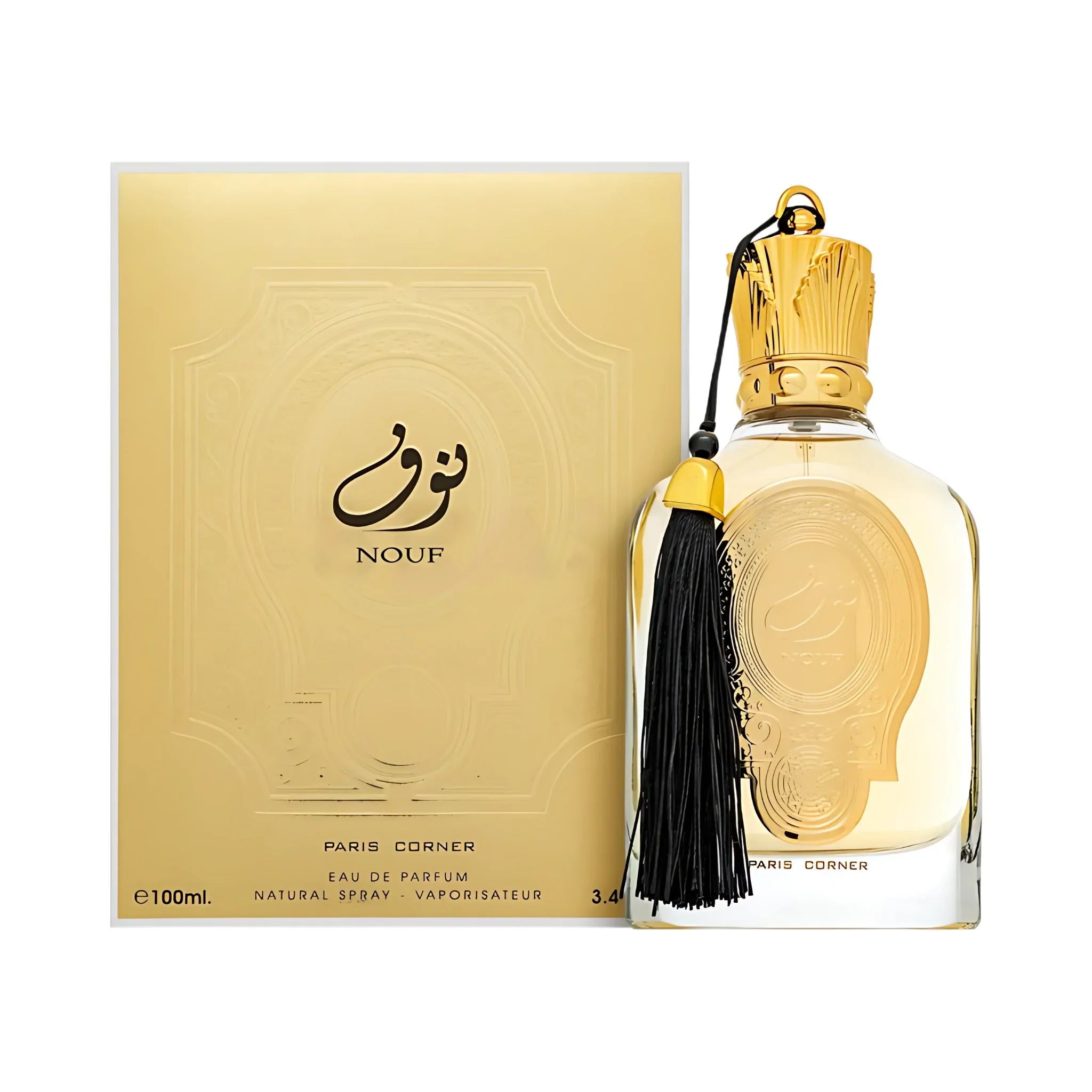 Frasco y caja de Nouf Paris Corner Eau de Parfum Unisex