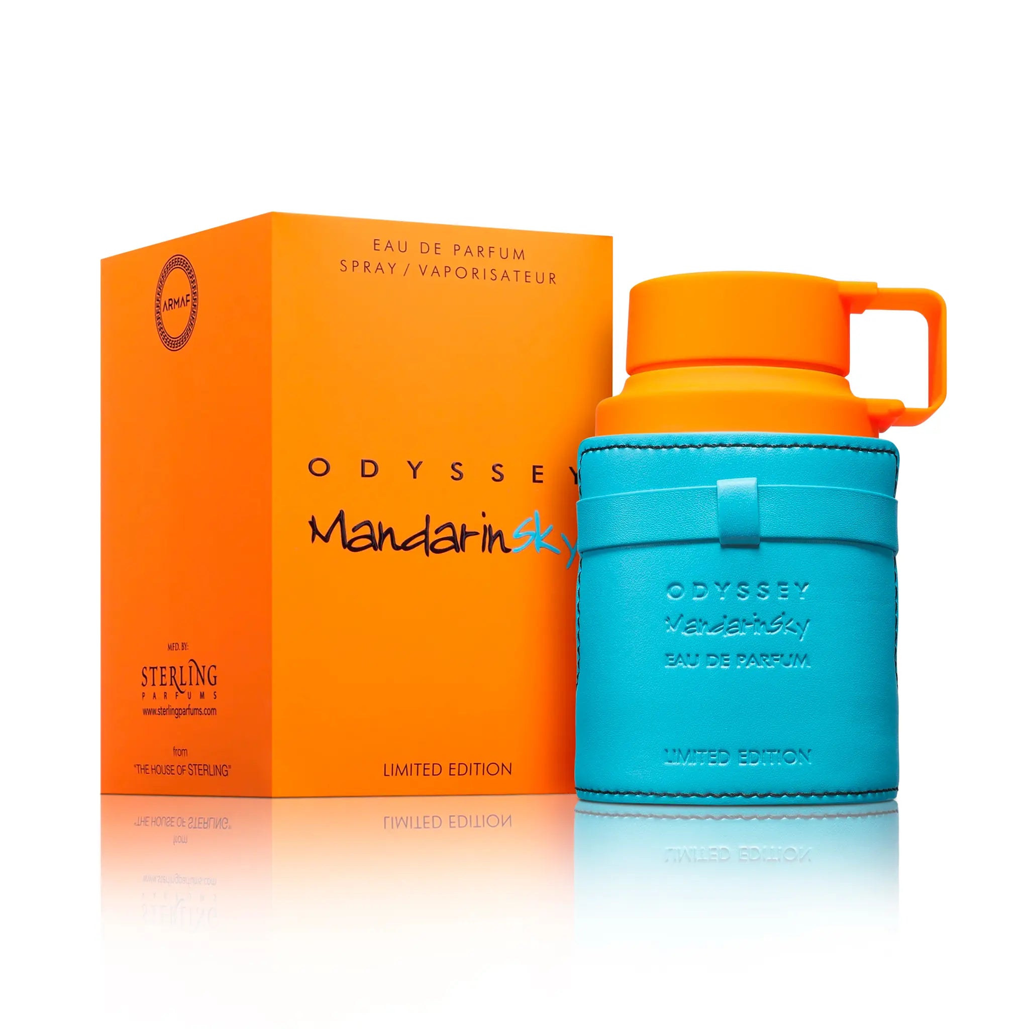 Frasco y caja de Odyssey Mandarin Sky Armaf Eau de Parfum Para Hombre