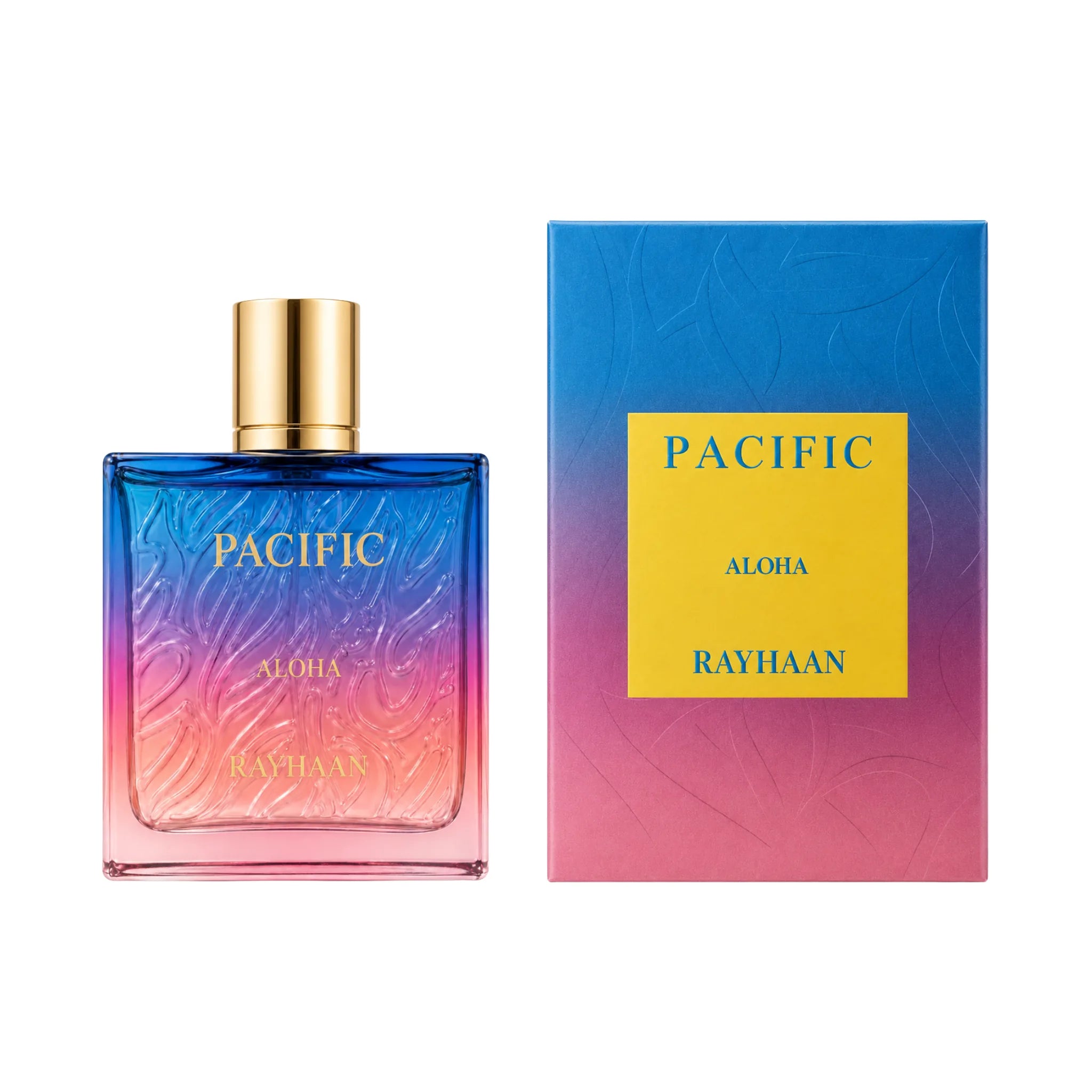 Caja y botella de Pacific Aloha Rayhaan Eau de Parfum