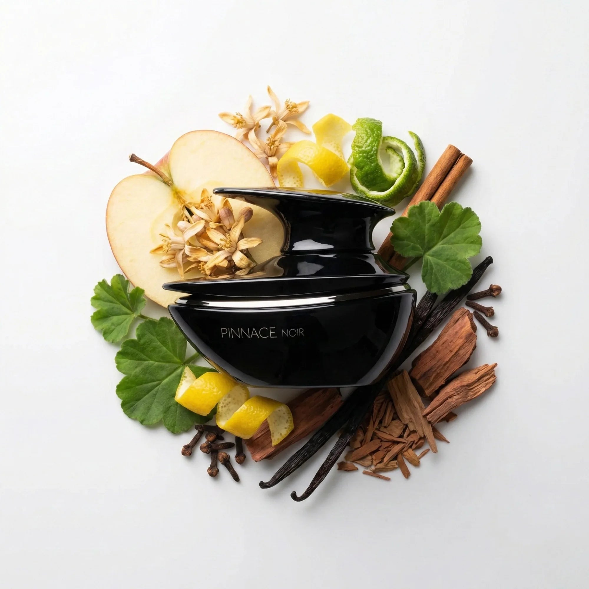 Pinnace Noir French Avenue Eau de Parfum Para Hombre con fondo de ingredientes