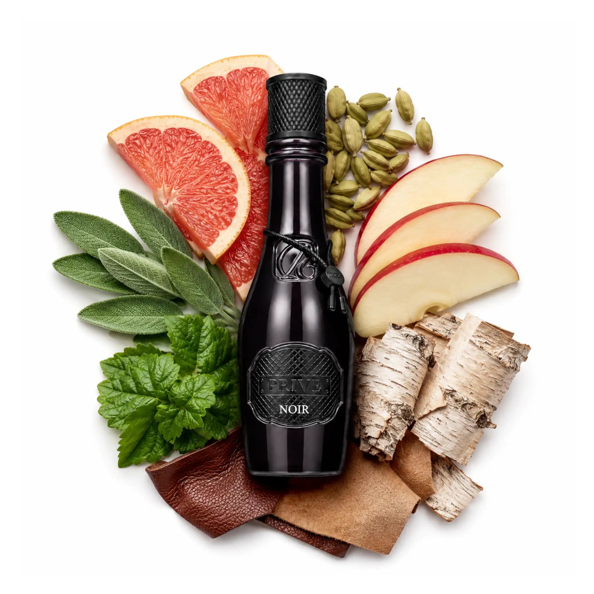 Prive Noir Riiffs Eau de Parfum con ingredientes de fondo