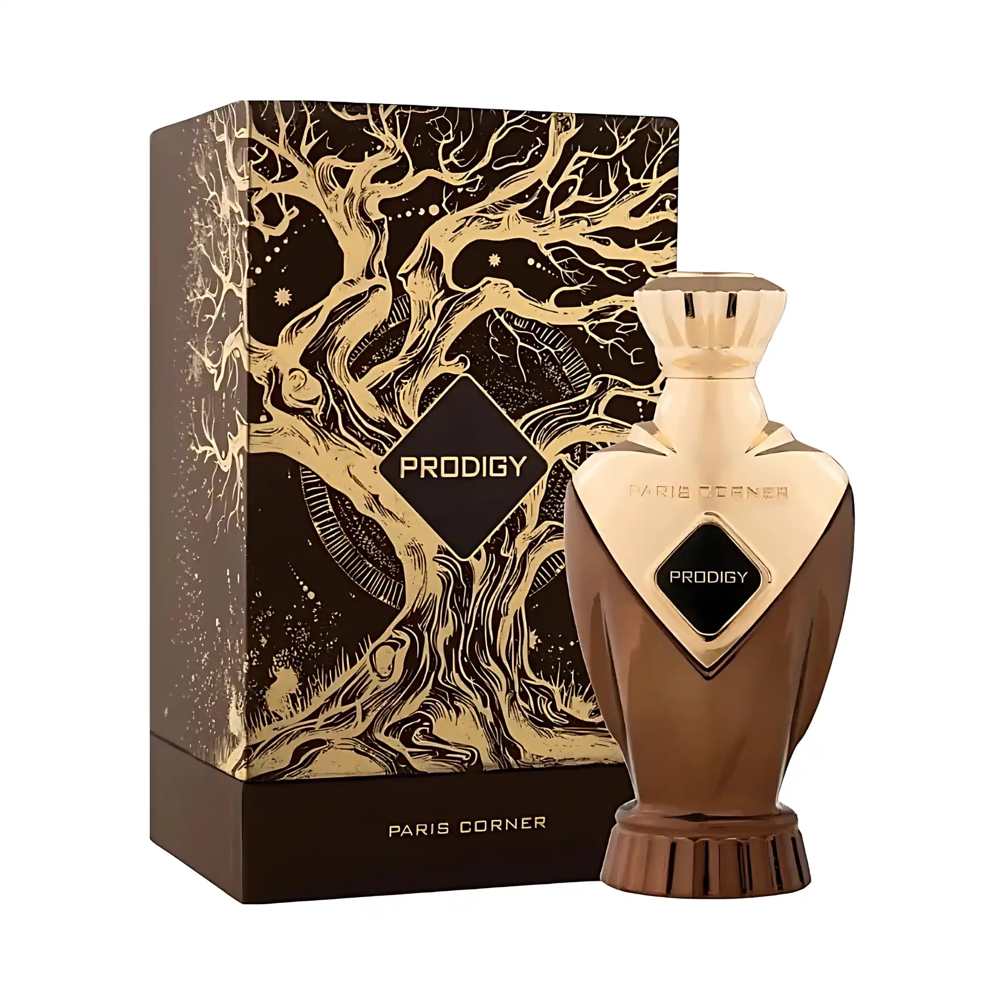 Frasco y caja de Prodigy Paris Corner Eau de Parfum Unisex