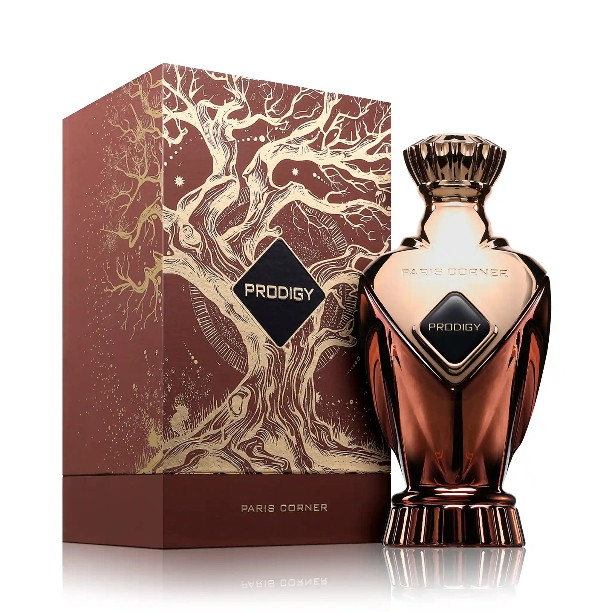 Frasco y caja de Prodigy Paris Corner Eau de Parfum Unisex
