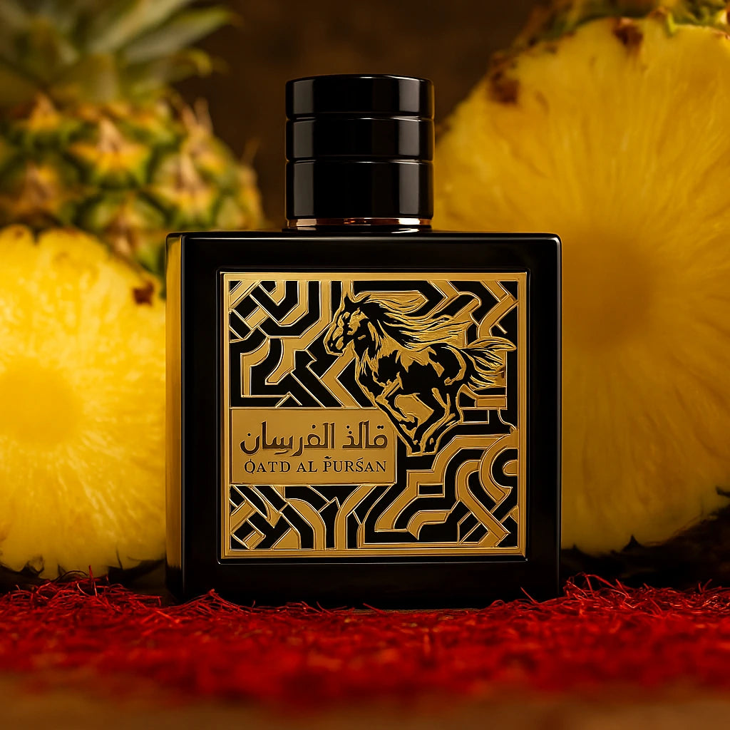 Qaed Al Fursan Lattafa Eau de Parfum Unisex con fondo de piña