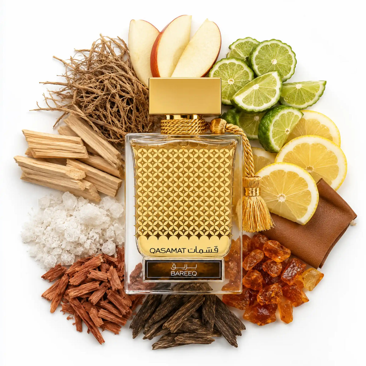 Qasamat_Rasana_Rasasi_Eau_de_Parfum_Unisex_Fondo_Blanco_Manzana_Bergamota_Limon_Cipriol_Cuero_Sandalo_Almizcle_Madera