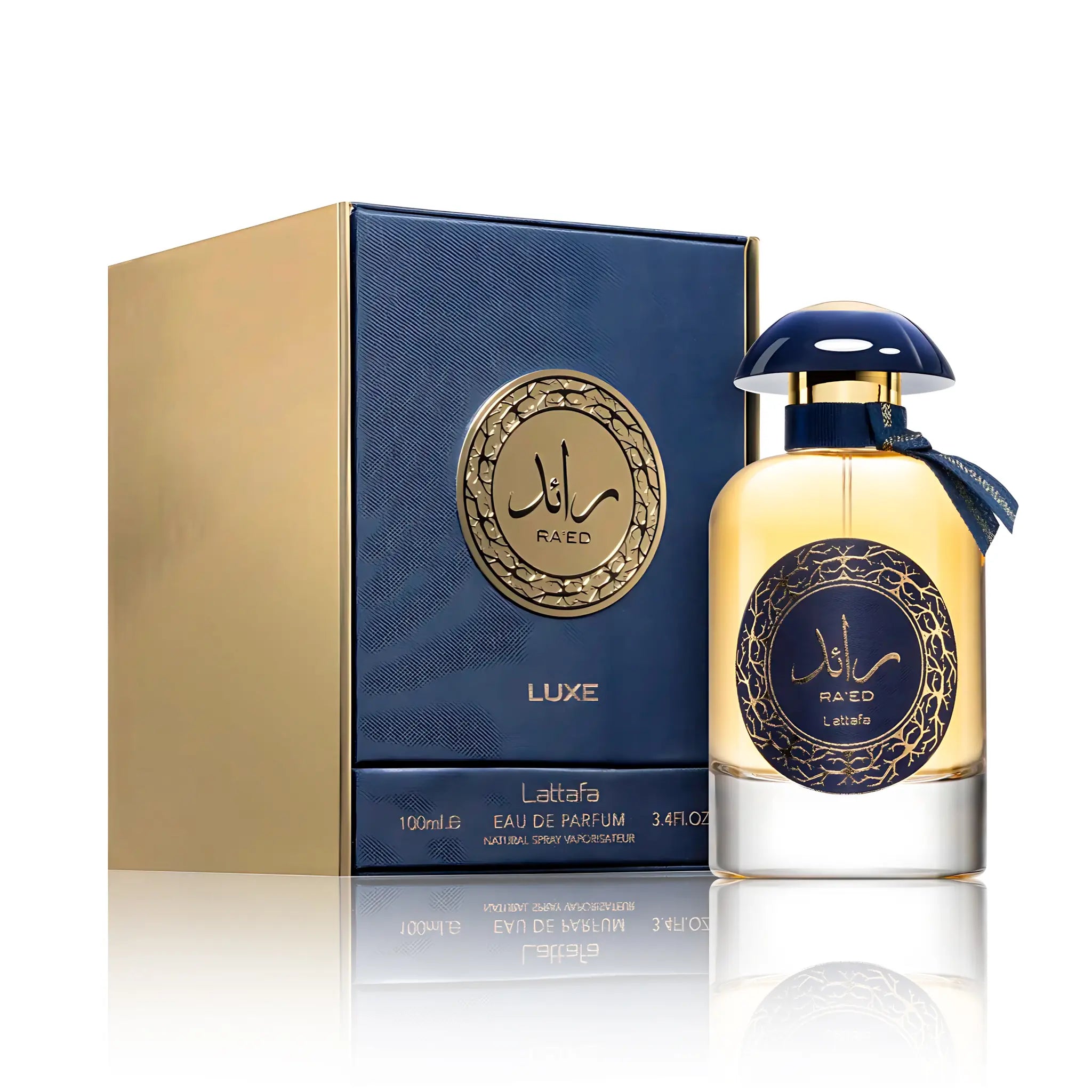 Frasco y caja de Ra'ed Luxe Lattafa Eau de Parfum Unisex