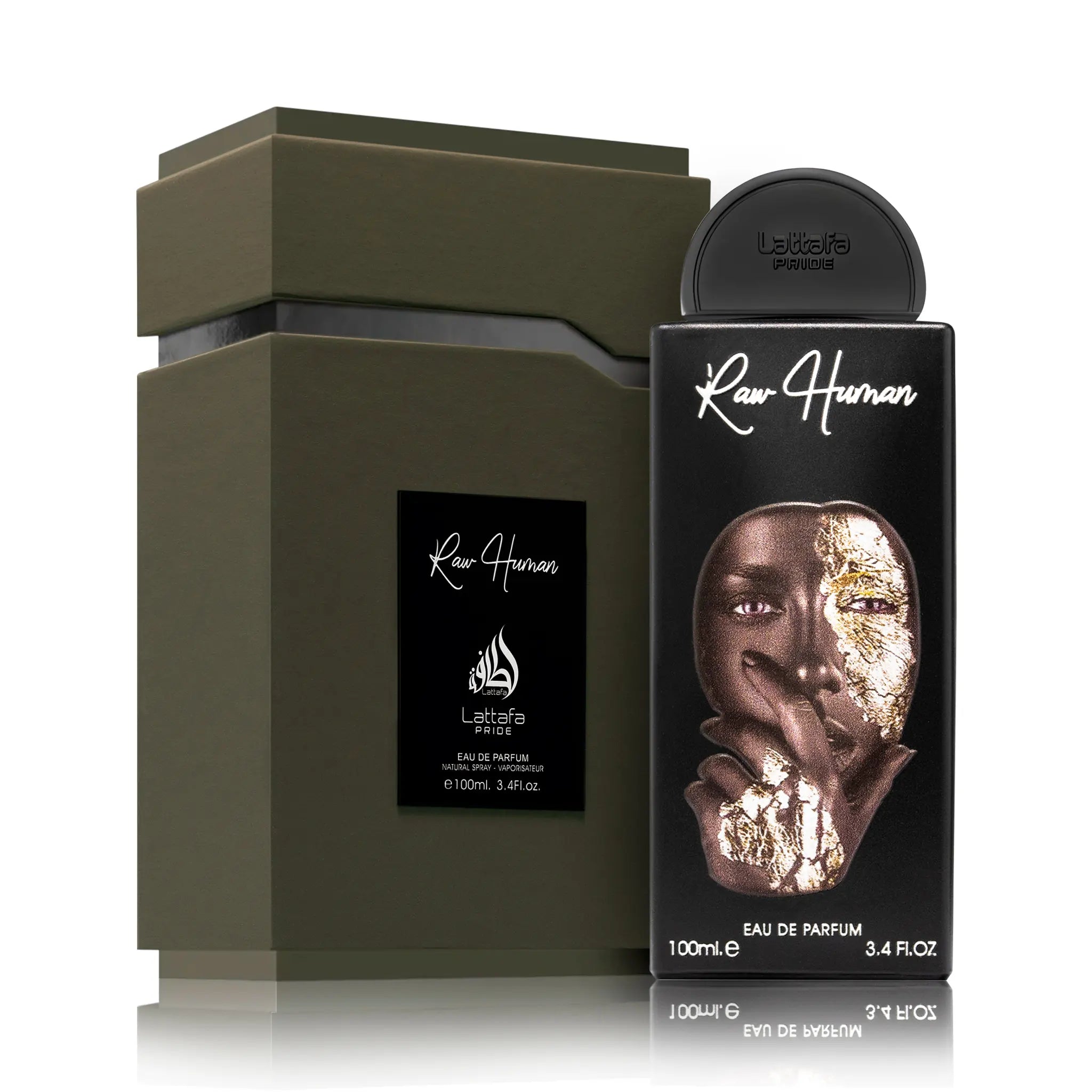Frasco y caja del Raw Human Lattafa Eau de Parfum Unisex