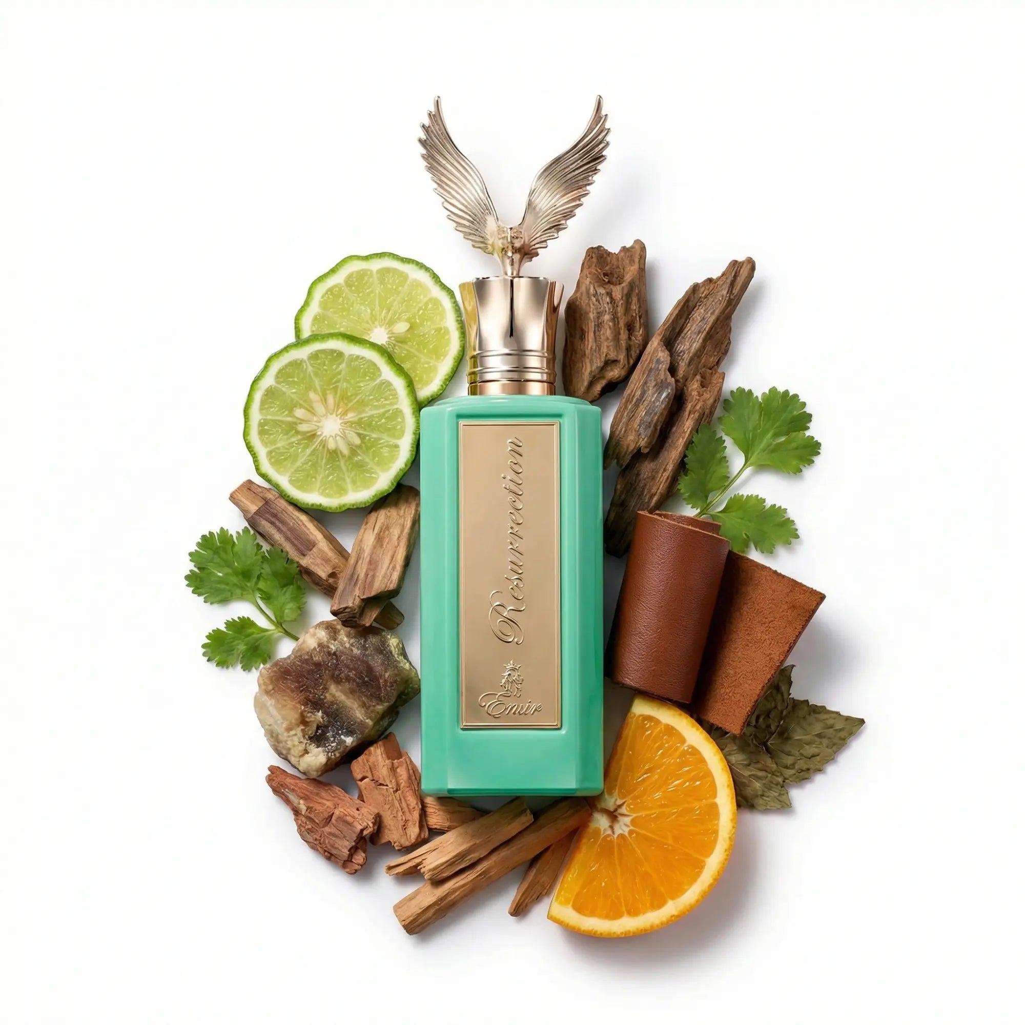 Resurrection_Emir_Extrait_de_Parfum_Unisex_Fondo_Blanco_Naranja_Madera