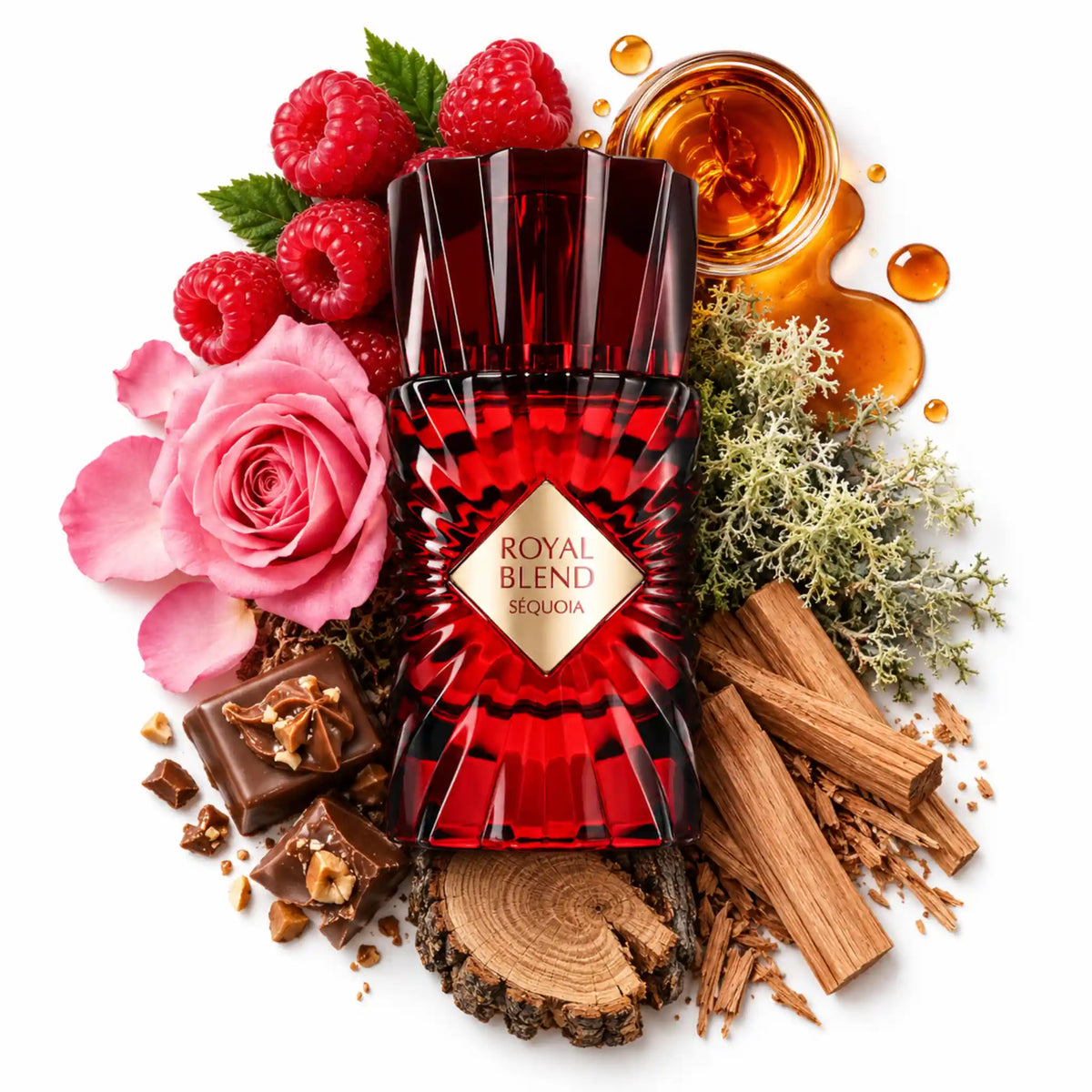 Ingredientes y botella de Royal Blend Sequoia French Avenue Eau de Parfum