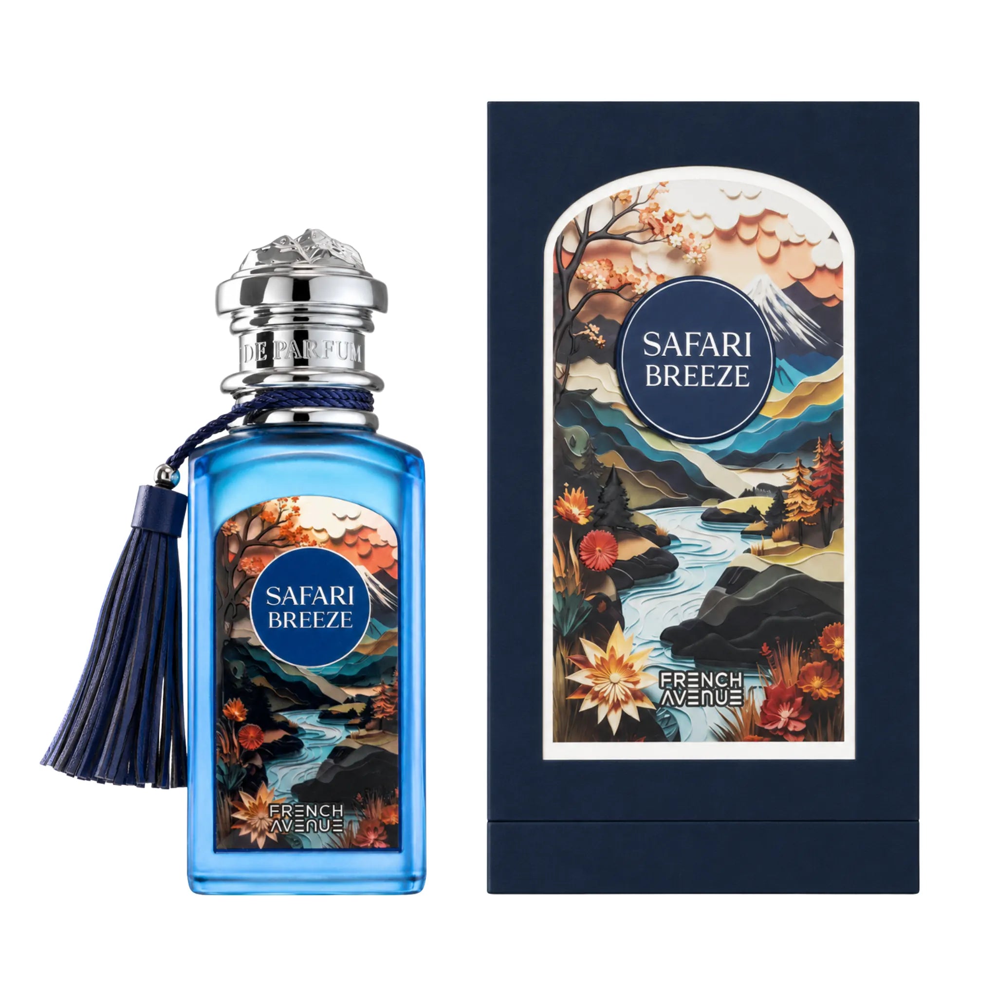 Caja y botella de Safari Breeze French Avenue Eau de Parfum
