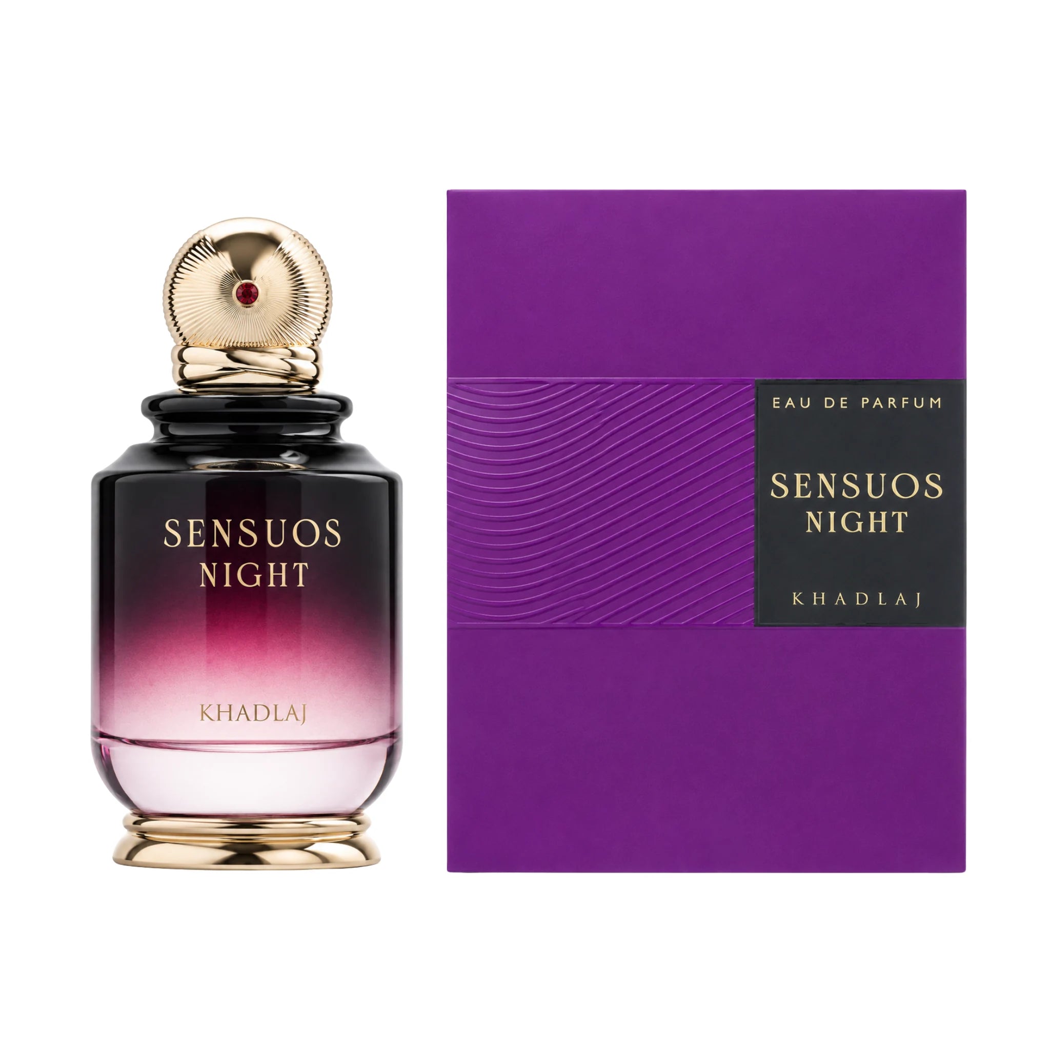 Caja y botella de Sensuous Night Khadlaj Eau de Parfum
