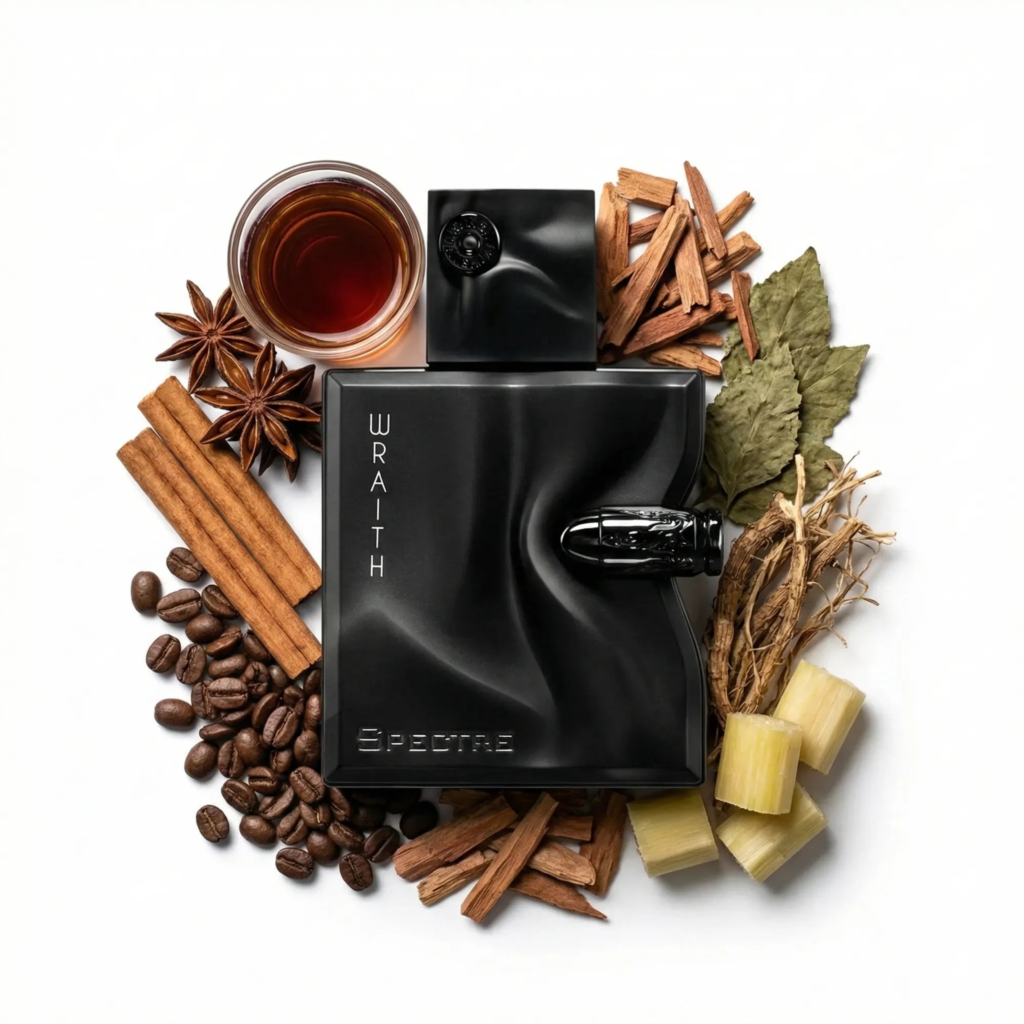 Spectre Wraith French Avenue Eau de Parfum Para Hombre con fondo de ingredientes