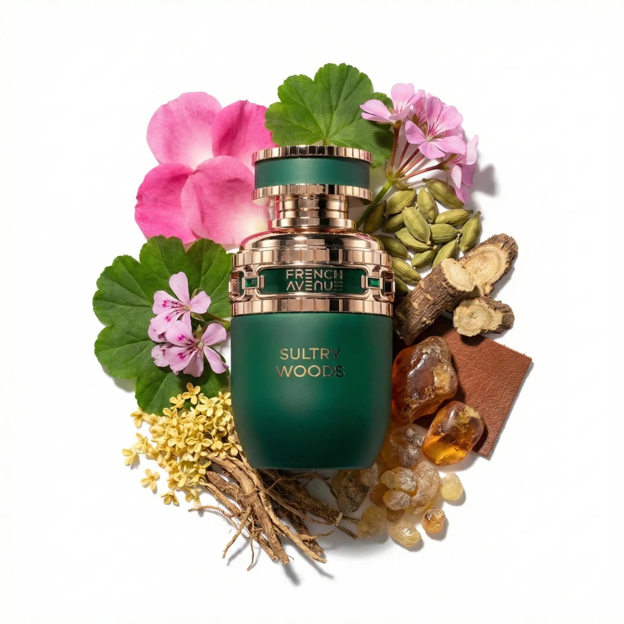 Sultry Woods French Avenue Eau de Parfum Unisex con fondo de ingredientes