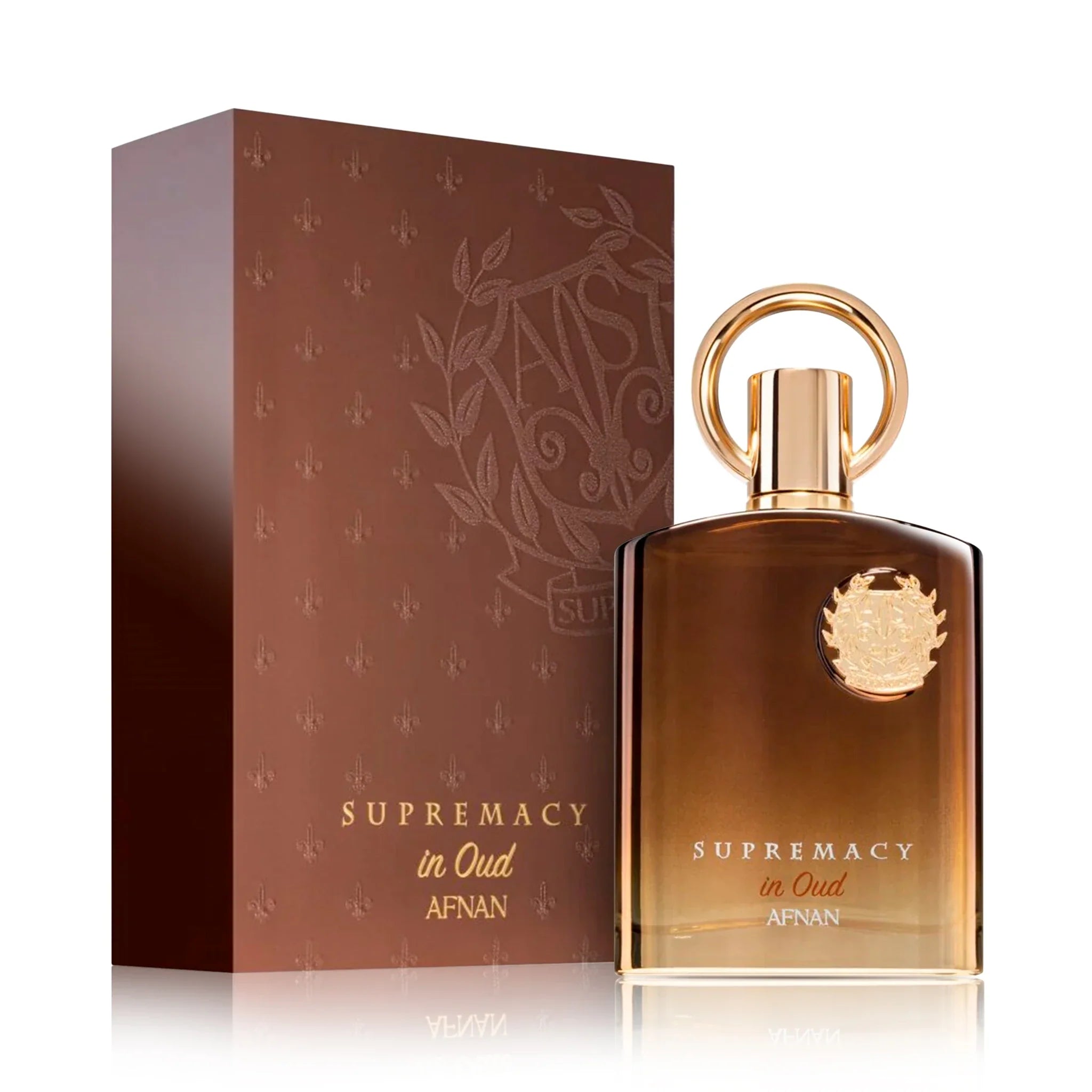 Frasco y caja del perfume Supremacy in Oud Afnan Eau de Parfum Unisex