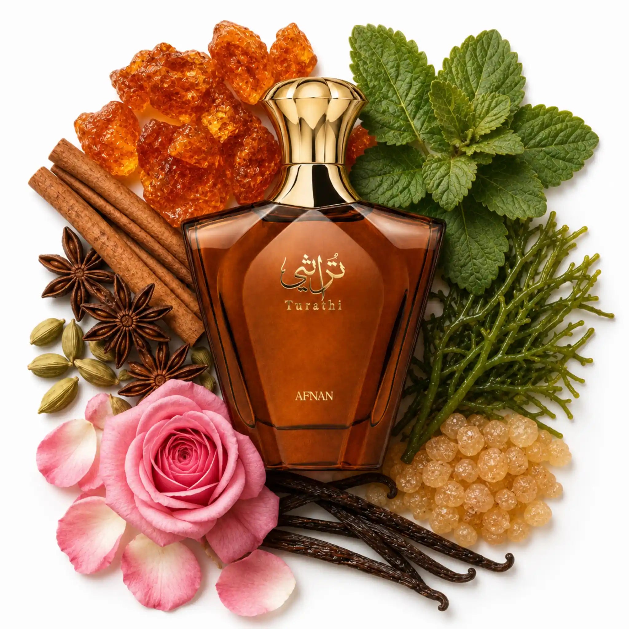 Turathi_Brown_Afnan_Eau_de_Parfum_Para_Hombre_Fondo_Blanco_Rosa_Ambar