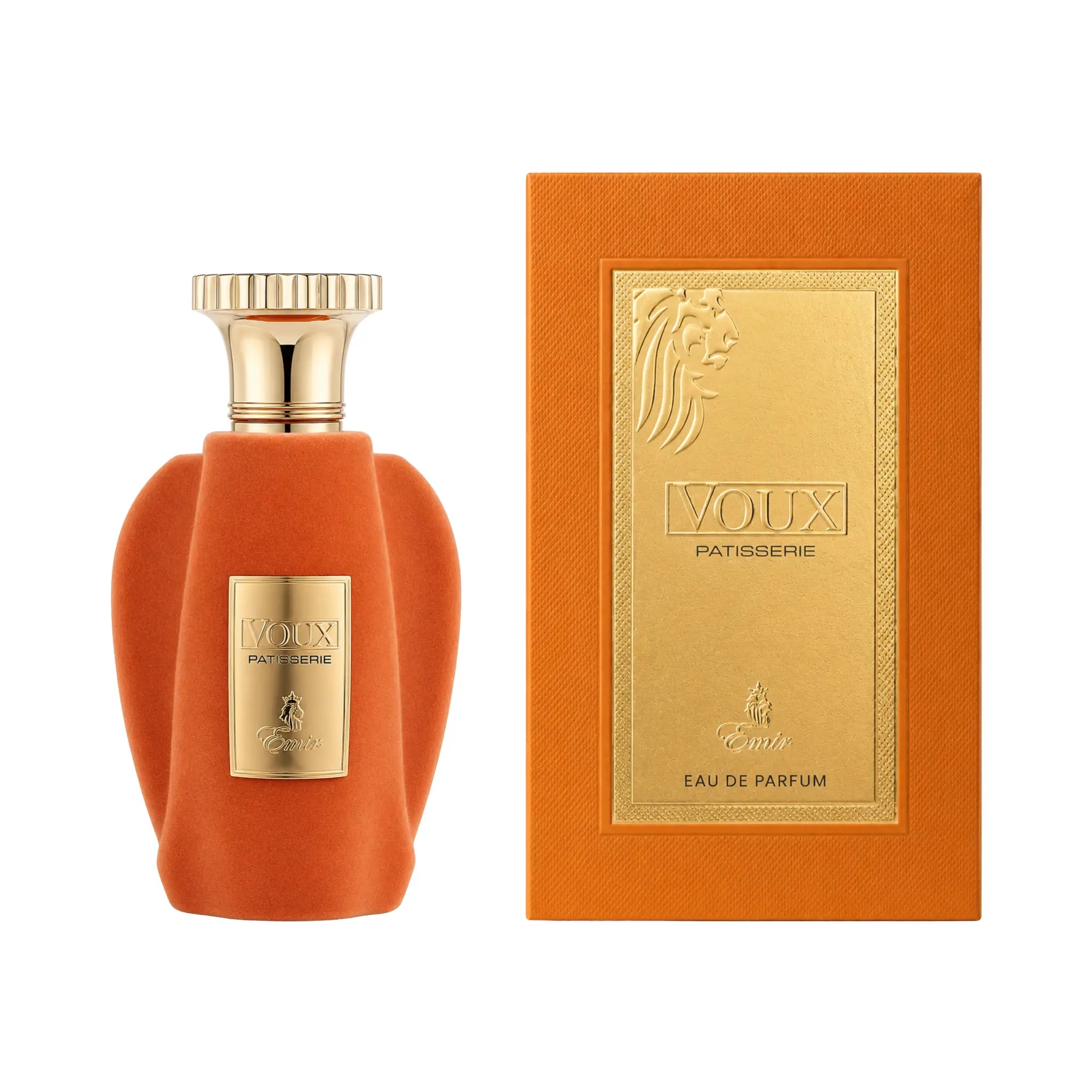 Frasco y caja de Voux Patisserie Emir Eau de Parfum Unisex