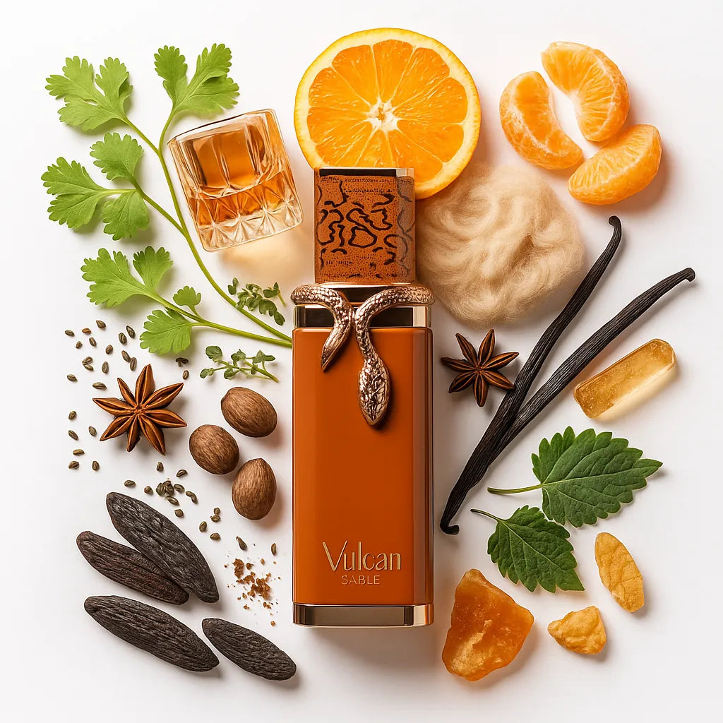 Vulcan Sable French Avenue Eau de Parfum Unisex con fondo de ingredientes