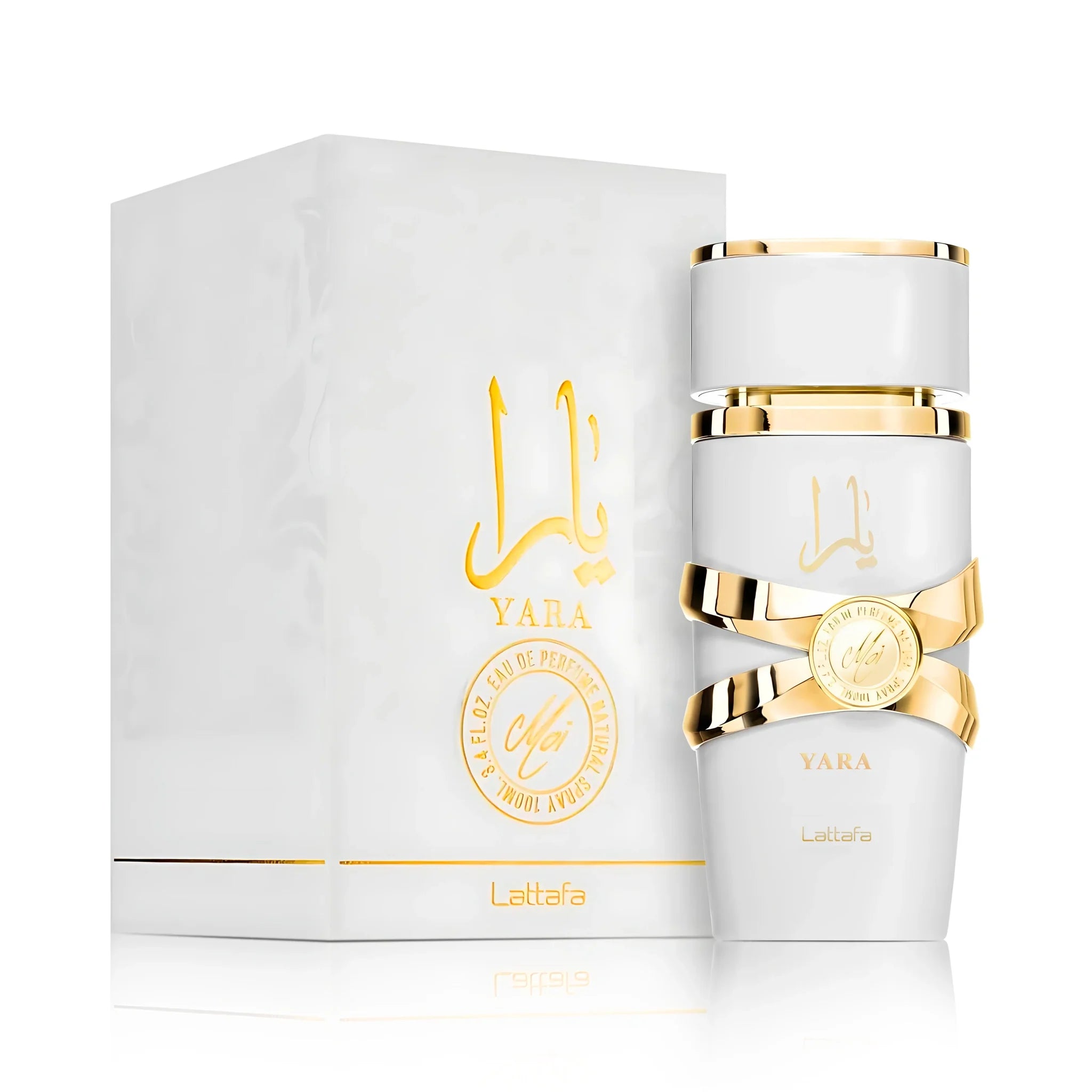 Frasco y caja del Yara Moi Lattafa Eau de Parfum Para Mujer