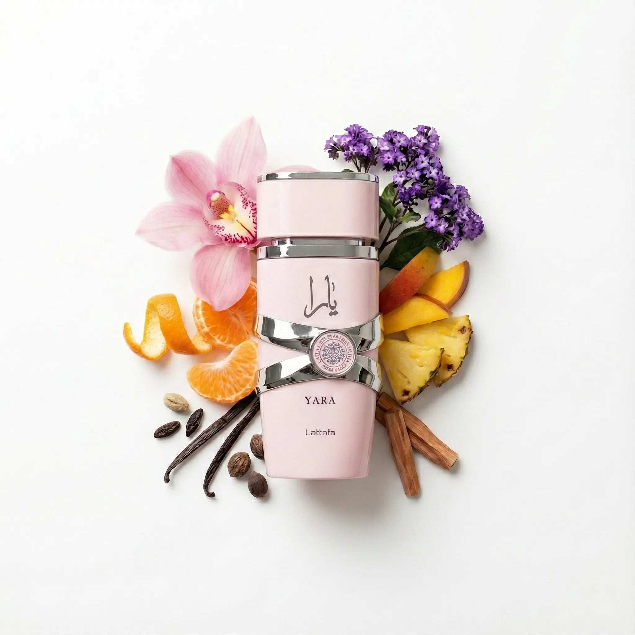 Yara_Rosa_Lattafa_Eau_de_Parfum_Para_Mujer_Con_Fondo_Orquidea_Heliotropo_Naranja