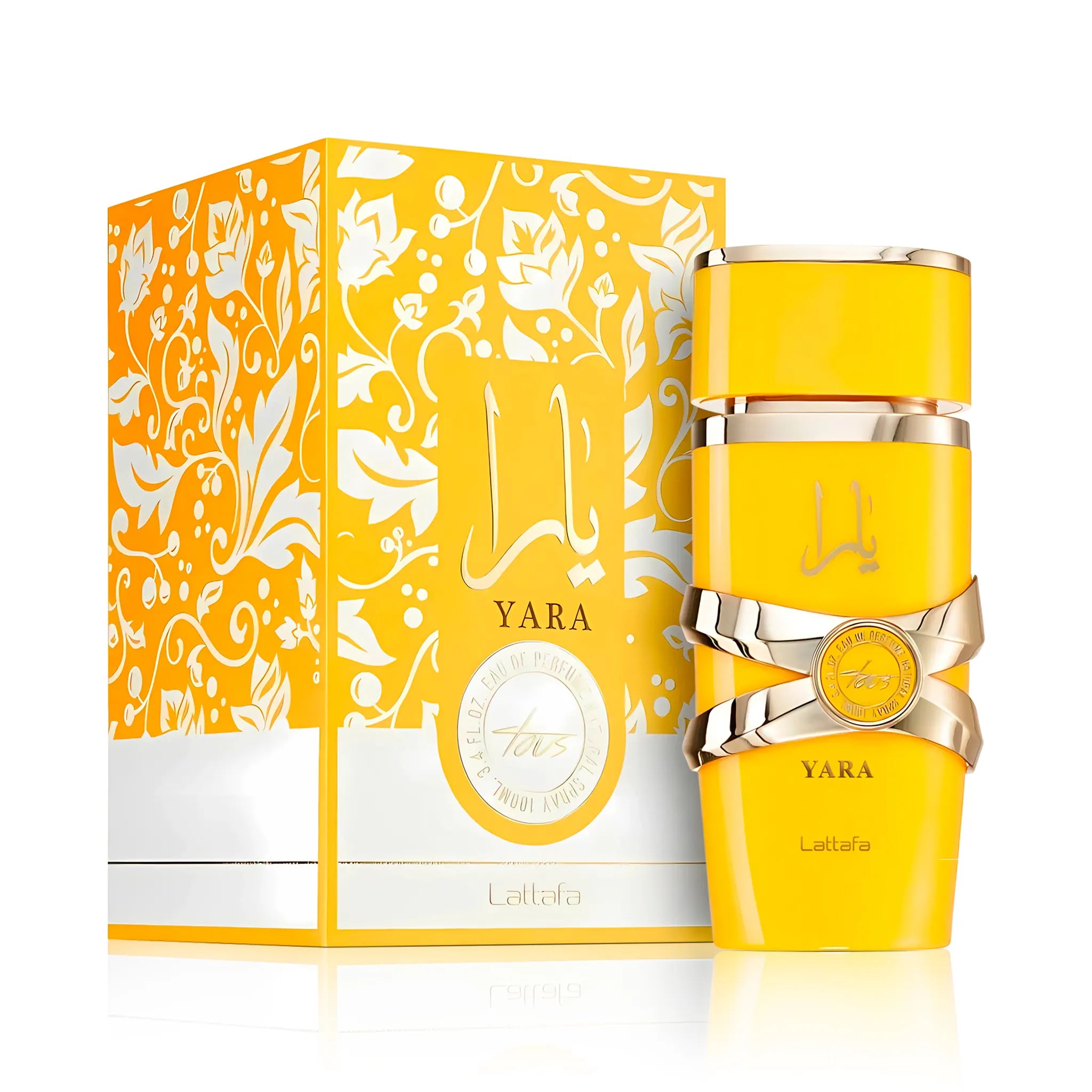 Frasco y caja del Yara Tous Lattafa Eau de Parfum Para Mujer