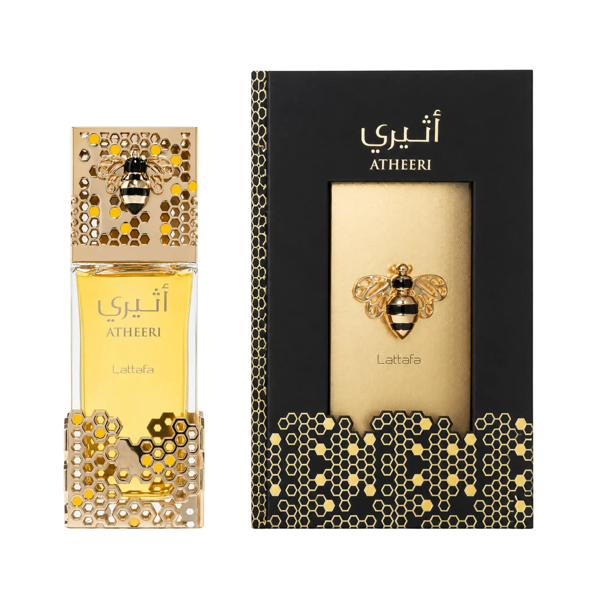Frasco y caja de Atheeri Lattafa Eau de Parfum Para Mujer