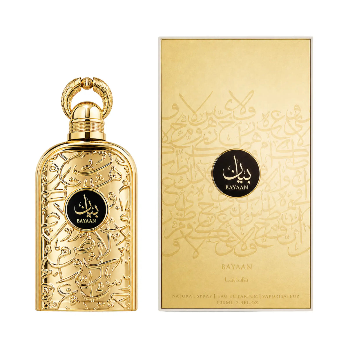 Frasco y caja de Bayaan Lattafa Eau de Parfum Unisex