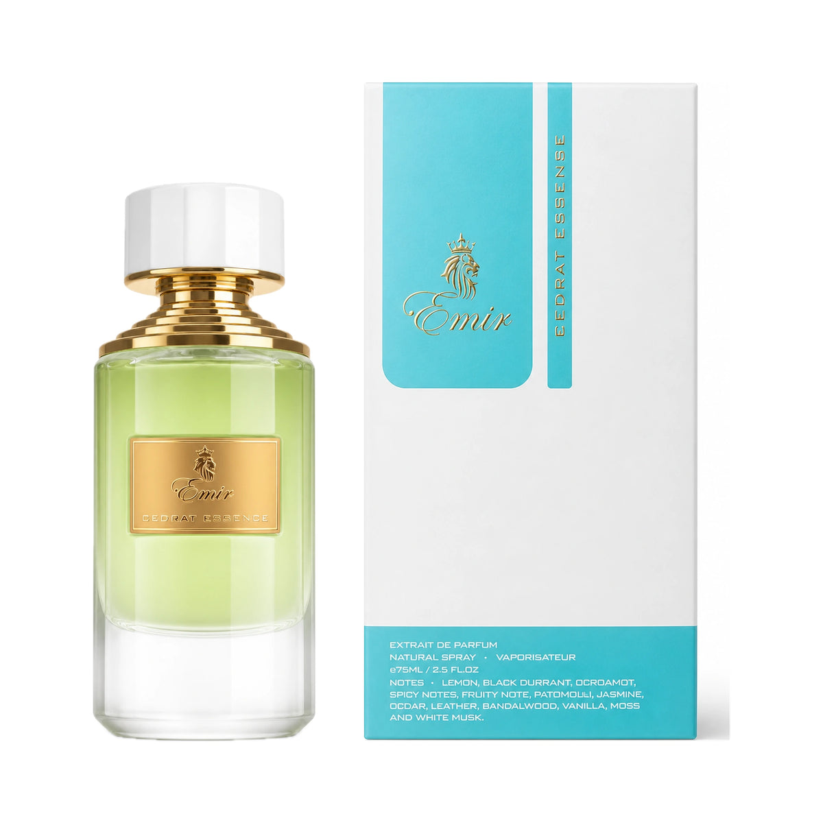 Frasco y caja de Cedrat Essence Emir Extrait de Parfum Unisex