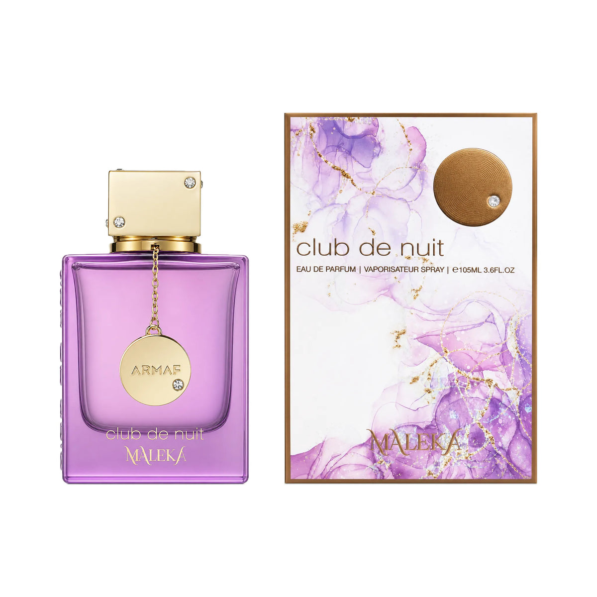 Frasco y caja de Club De Nuit Maleka Armaf Eau de Parfum Para Mujer