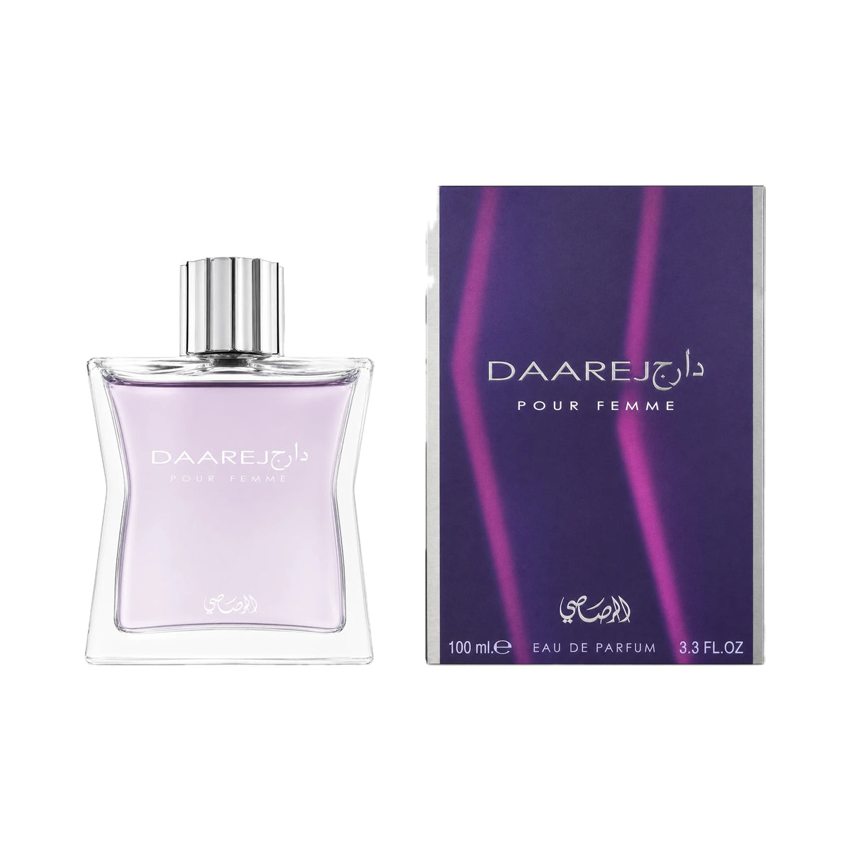 Frasco y caja de Daarej Pour Femme Rasasi Eau de Parfum Para Mujer